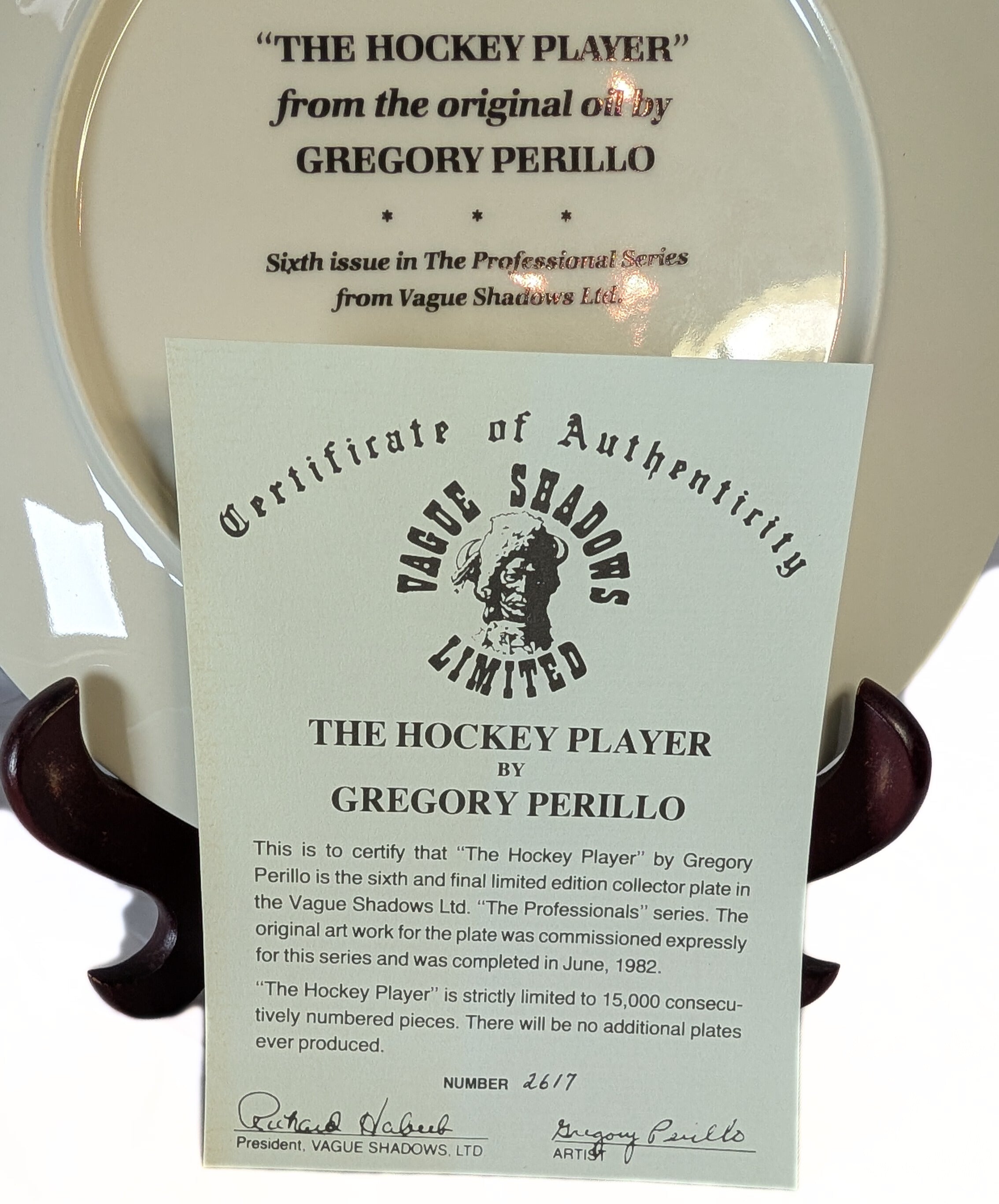 The Hockey Player - Gregory Perillo Collectors Plate - 1982