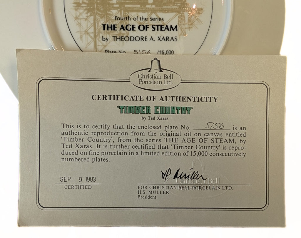 Timber Country - Ted Xaras Collectors Plate - The Age of Steam - Train / Railway