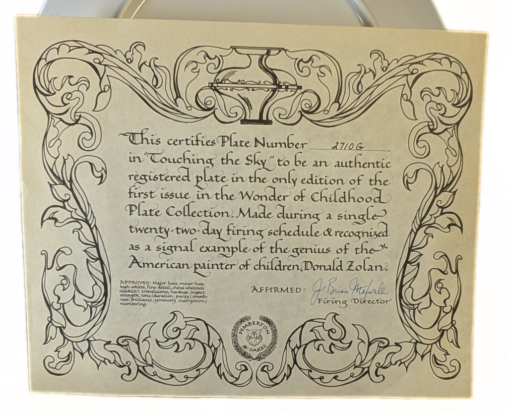 Touching The Sky - Wonder of Childhood Collectors Plate Series - Donald Zolan