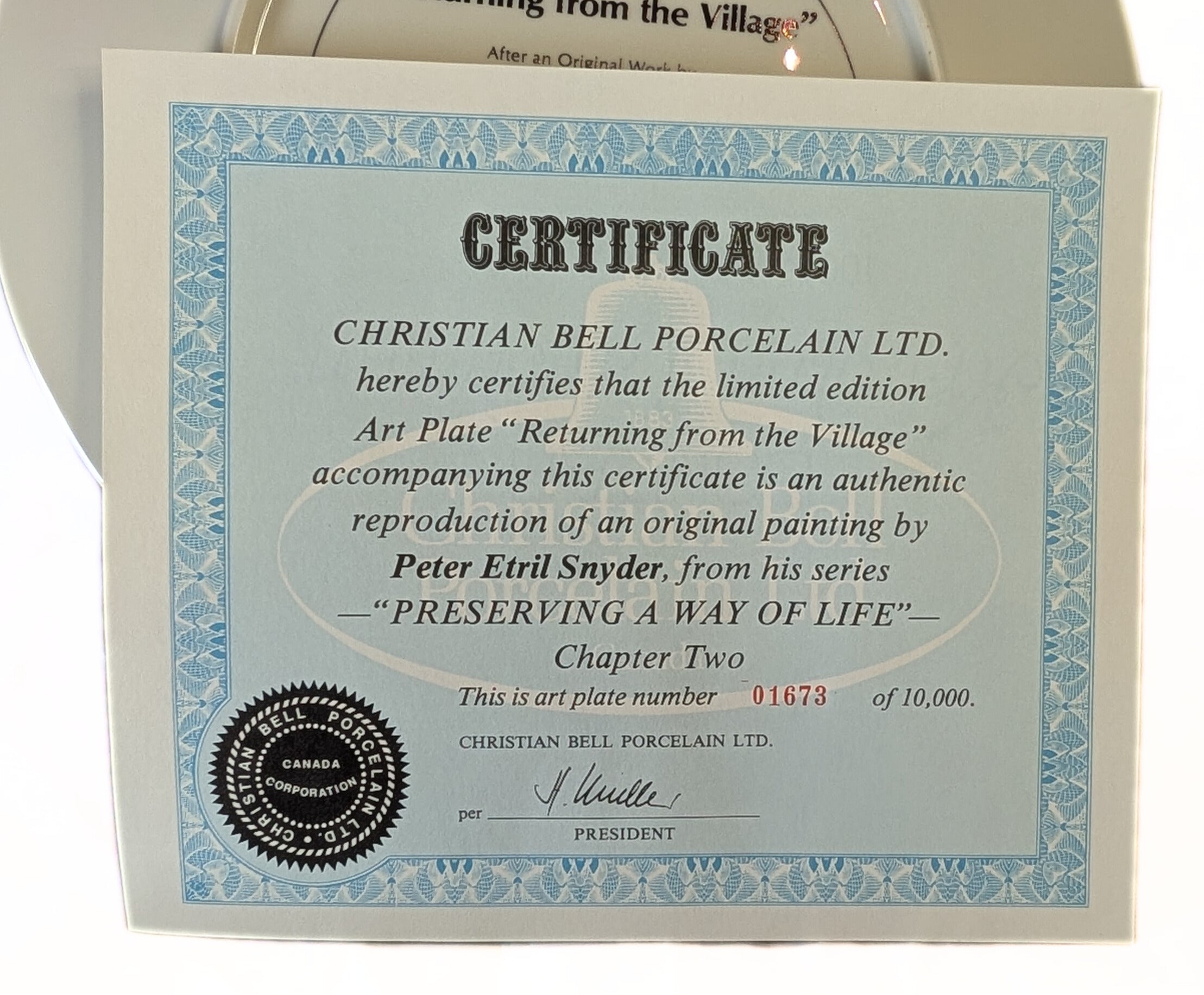Returning From The Village - Christian Bell Porcelain Collectors Plate