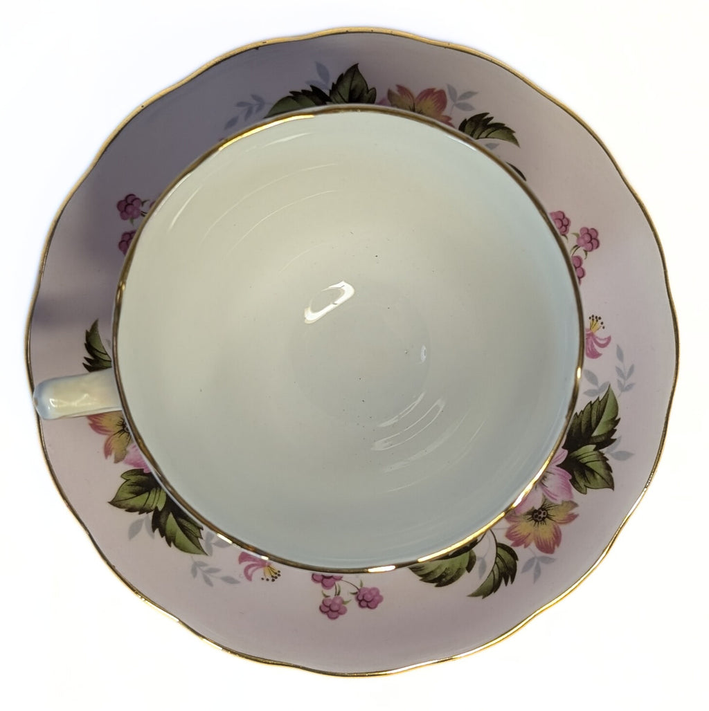 COLCLOUGH Bone China Teacup & Saucer - Pattern 8240 - Pink Floral Clusters