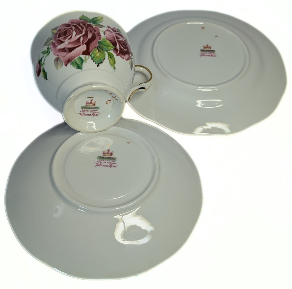 SALISBURY Bone China Teacup &amp; Saucer Trio - Juliana Rose