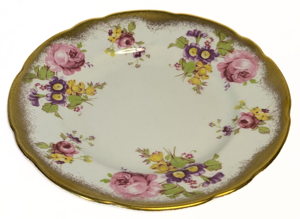 FOLEY Bone China Creamer / Sauce Boat & Saucer - Floral & Heavy Gold