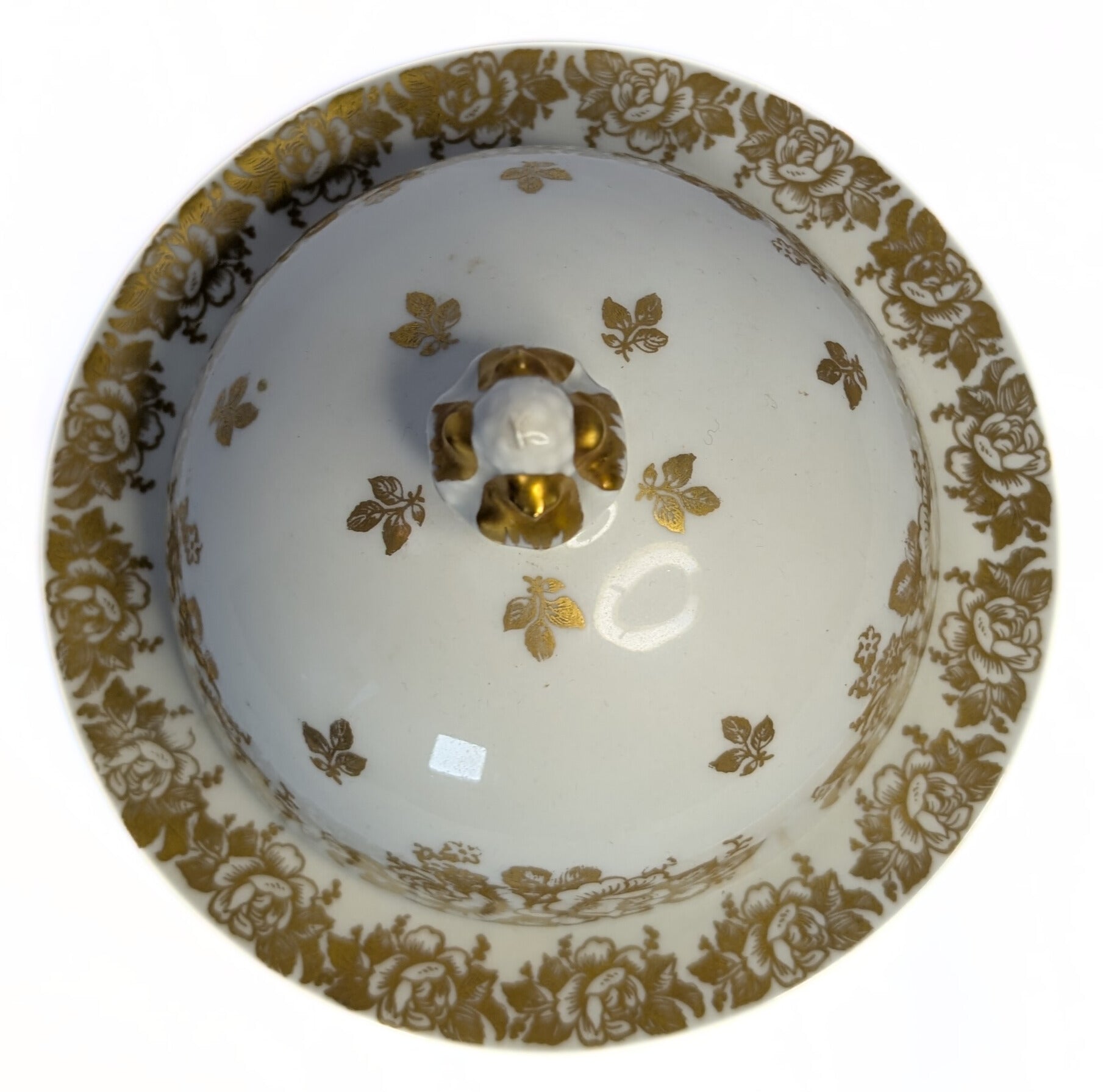 Hand Painted Porcelain from France -- Covered Butter Dish