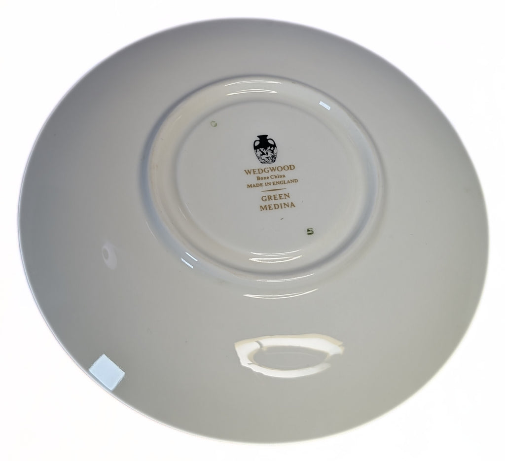 WEDGWOOD Fine Bone China Saucer - Green Medina - Gold Trim
