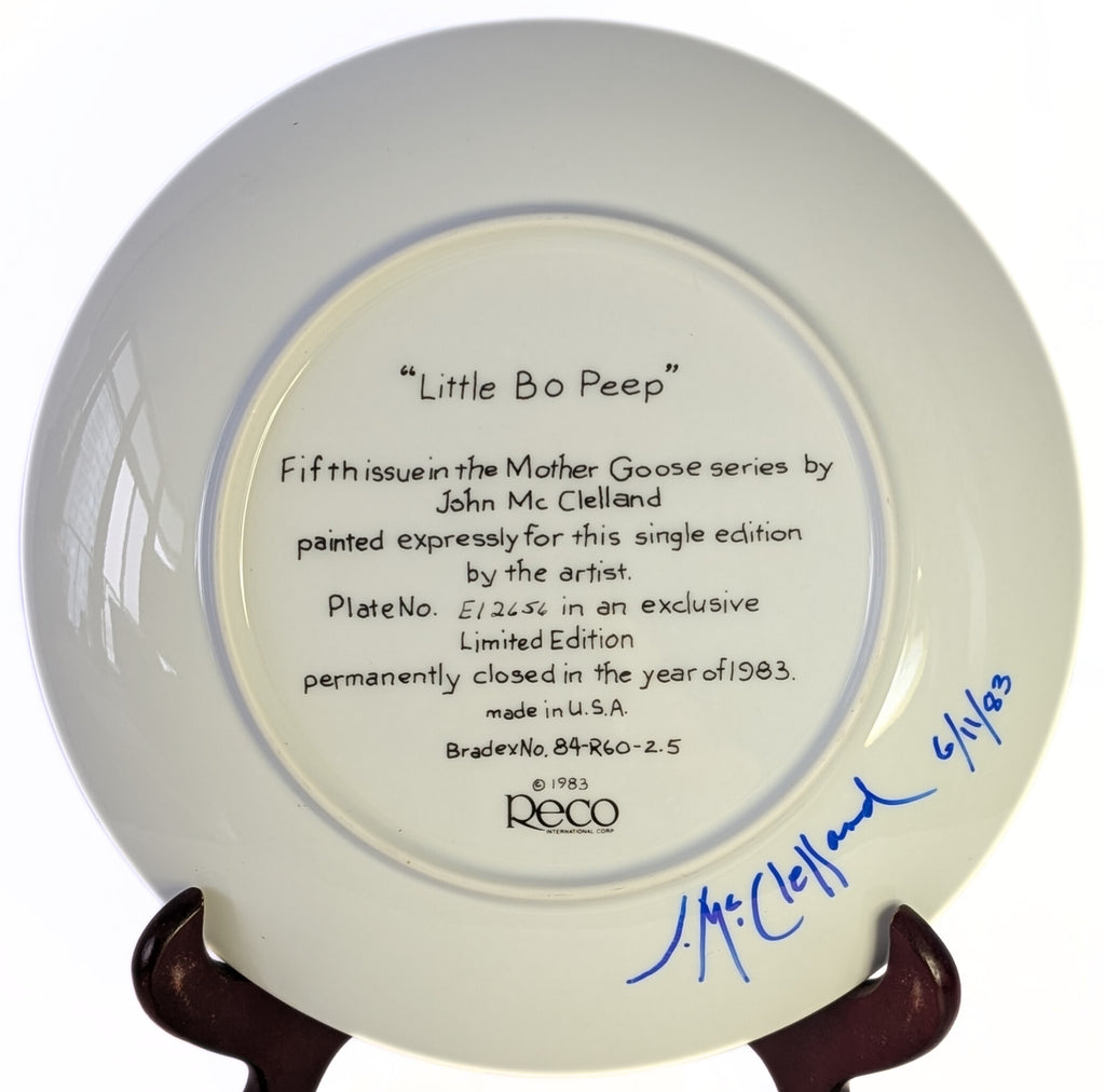 1983 Collectors Plate by John McClelland - Little Bo Peep - Artist Signed
