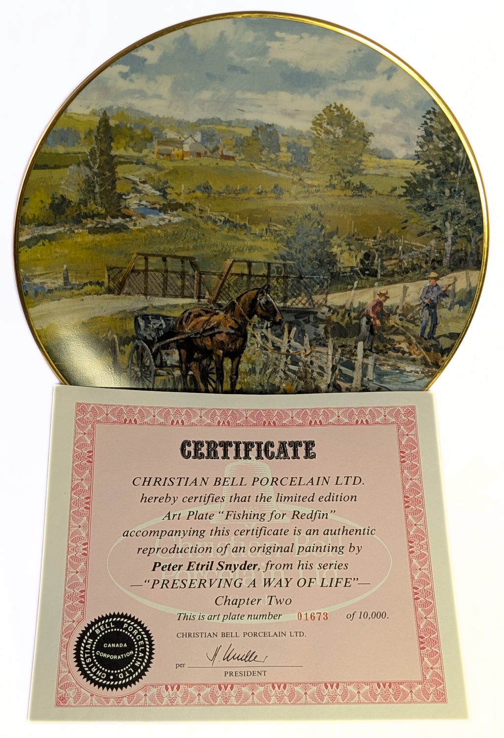 Peter Etril Snyder Collector Plate - "Fishing For Redfin" - 1673 / 10000