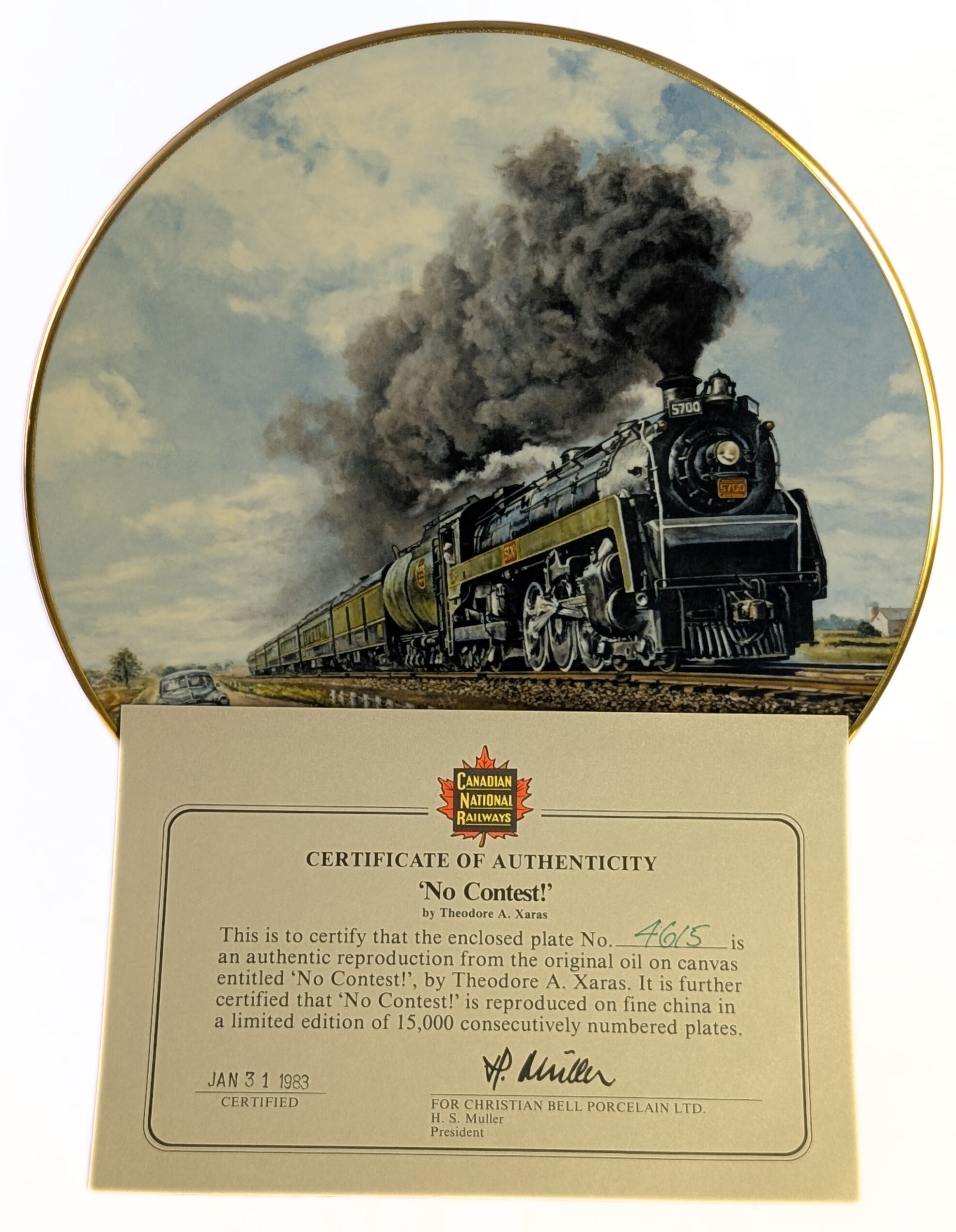 "No Contest" - The Age of Steam Collectors Plate - Theodore Xaras - CNR