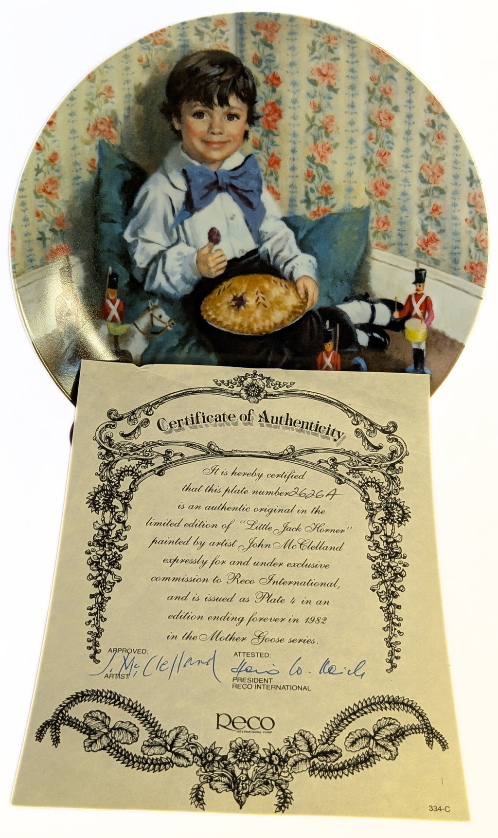 1982 Collectors Plate -- Mother Goose -- Little Jack Horner - John McClelland