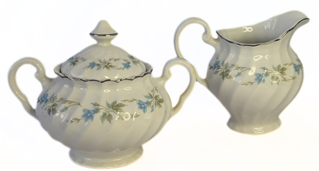 Snowwhite Regency Morning Glory & Platinum Rim Bread Cream & Sugar by Johnson Brothers