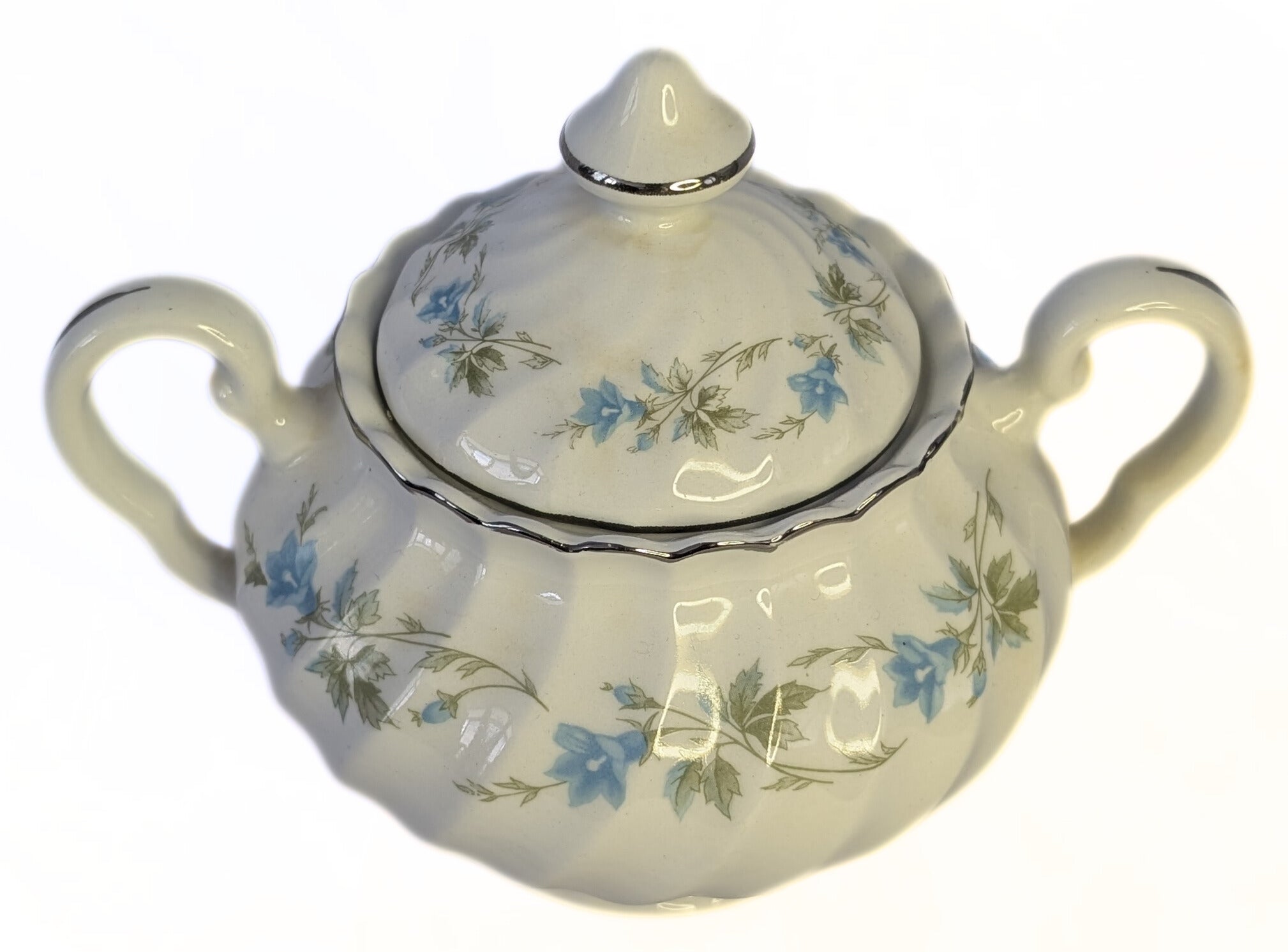 Snowwhite Regency Morning Glory & Platinum Rim Bread Cream & Sugar by Johnson Brothers