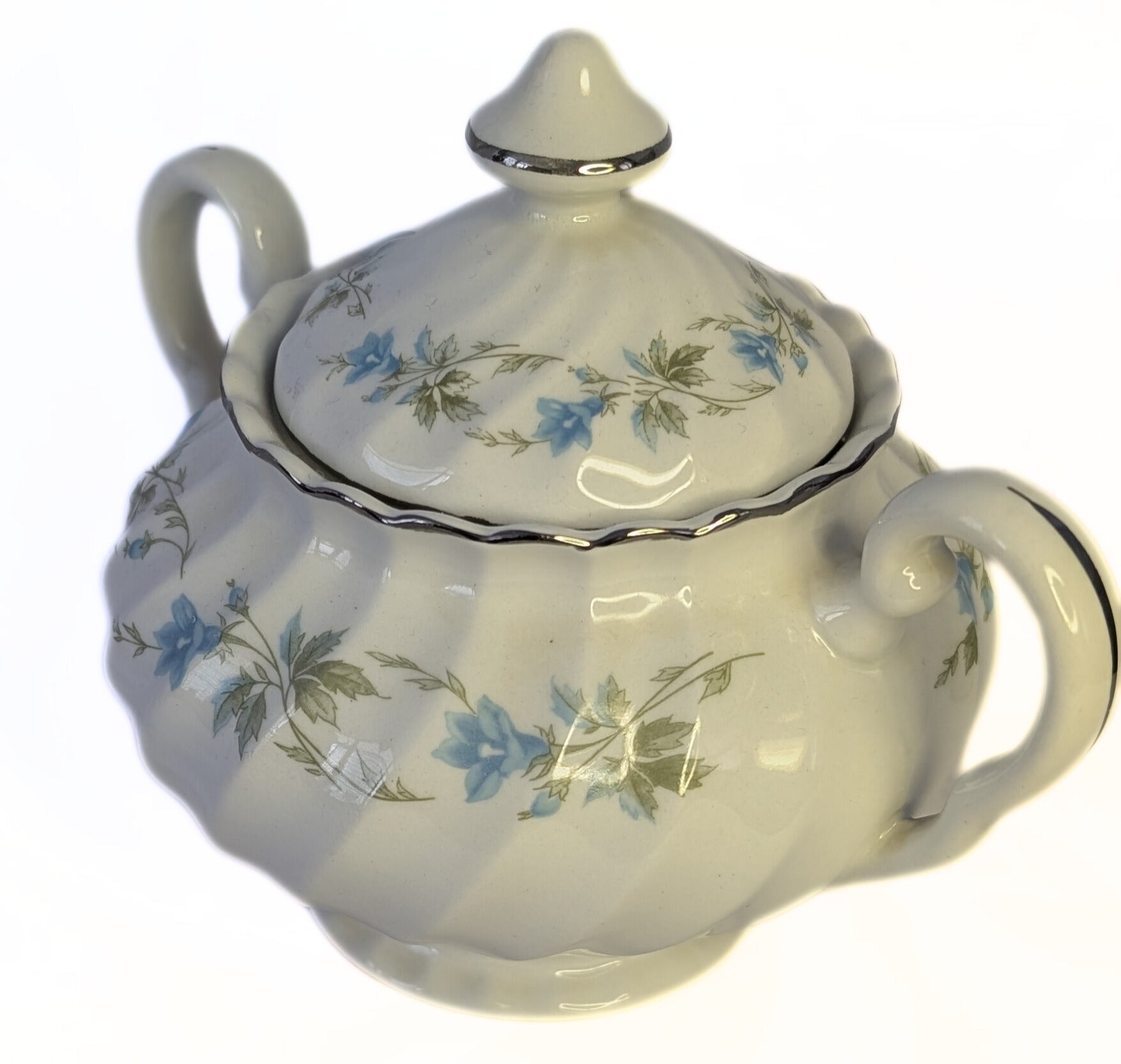 Snowwhite Regency Morning Glory & Platinum Rim Bread Cream & Sugar by Johnson Brothers