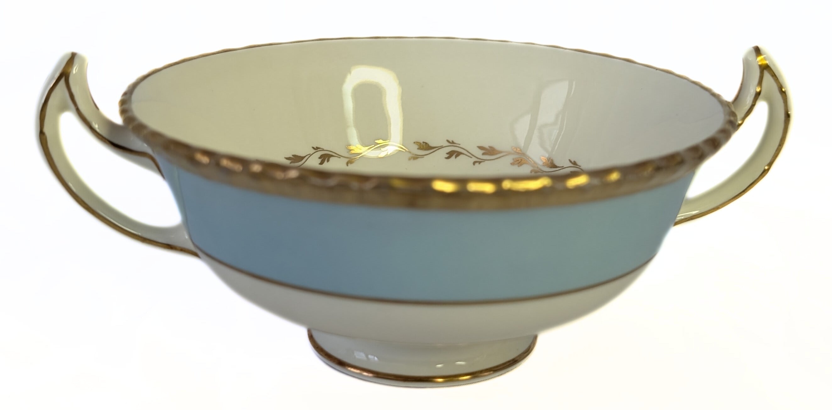 ROYAL DOULTON Fine Bone China Cream Soup Bowl - Turquoise Rim