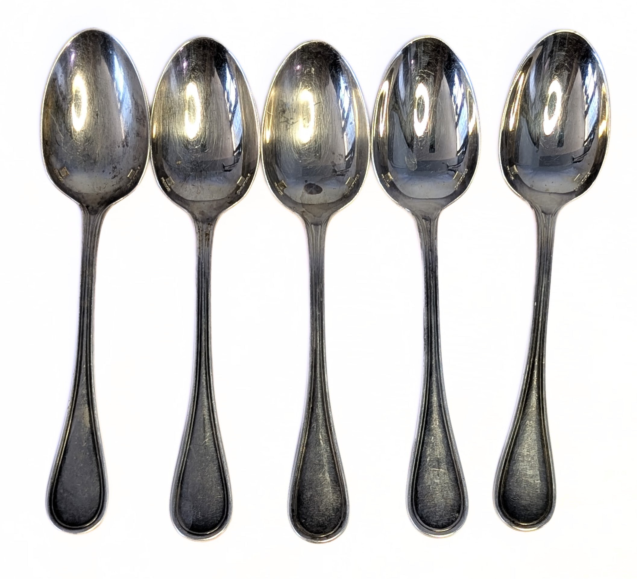 5 x CHRISTOFLE Silver Plated 5 o'clock Teaspoon - Alibi Pattern - No Mono