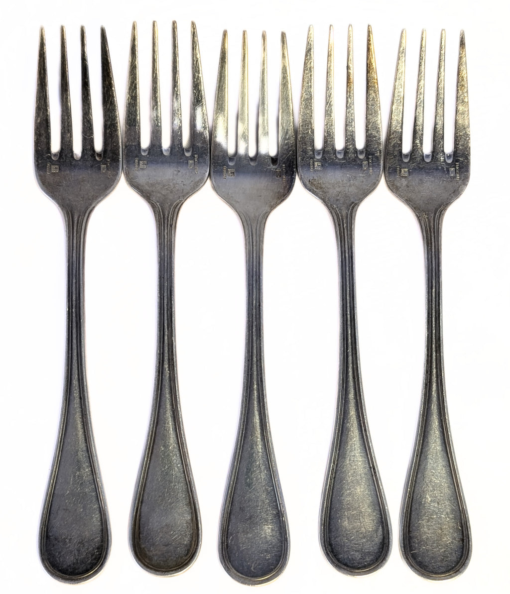 5 x CHRISTOFLE Silver Plated Individual Salad Forks - Alibi Pattern - No Mono
