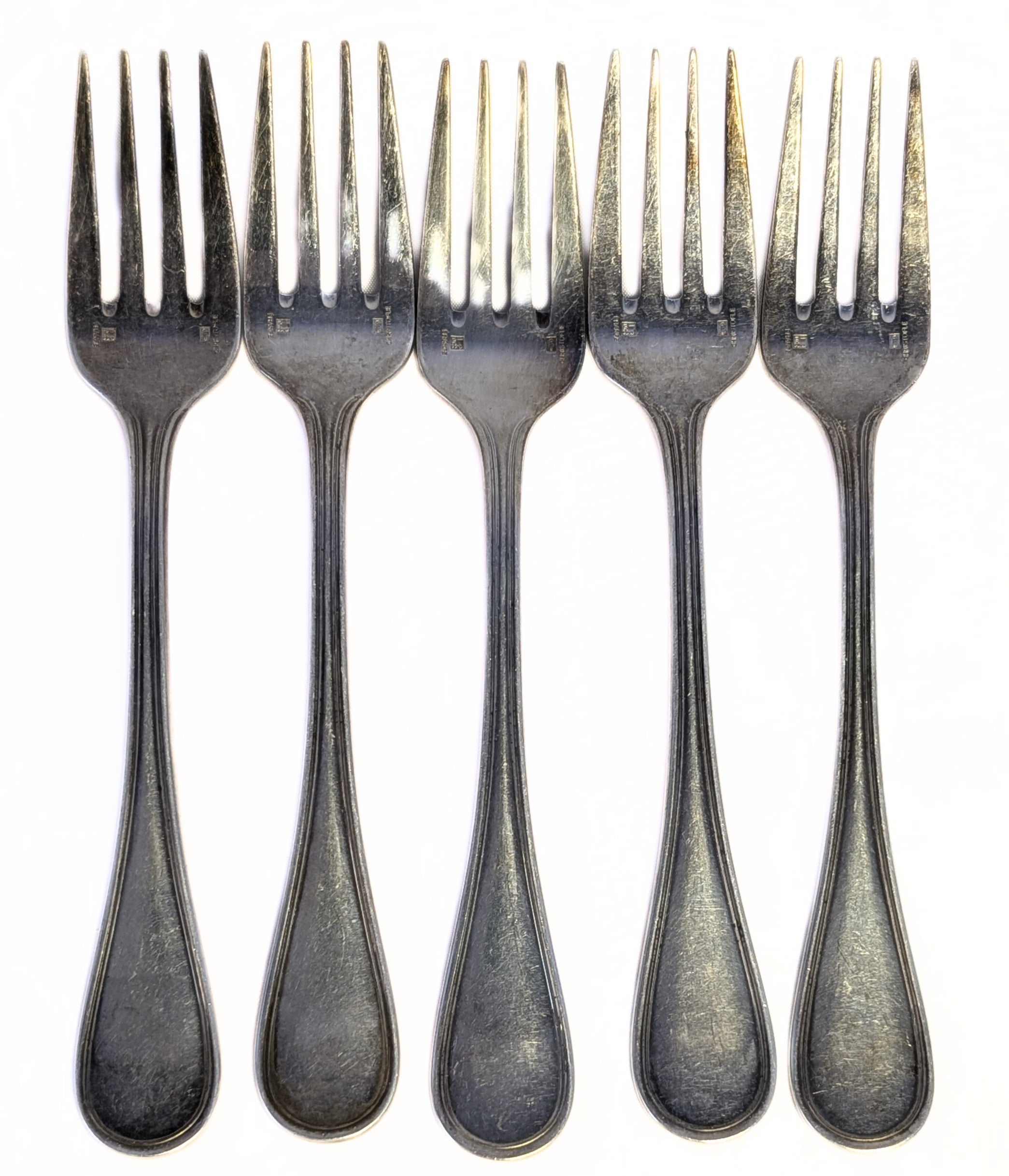 5 x CHRISTOFLE Silver Plated Individual Salad Forks - Alibi Pattern - No Mono