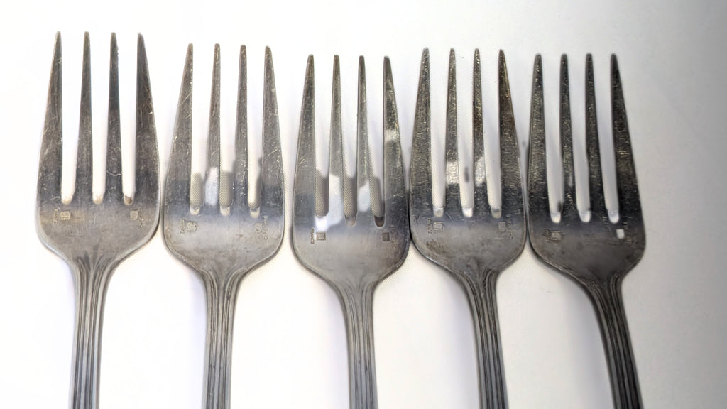 5 x CHRISTOFLE Silver Plated Individual Salad Forks - Alibi Pattern - No Mono