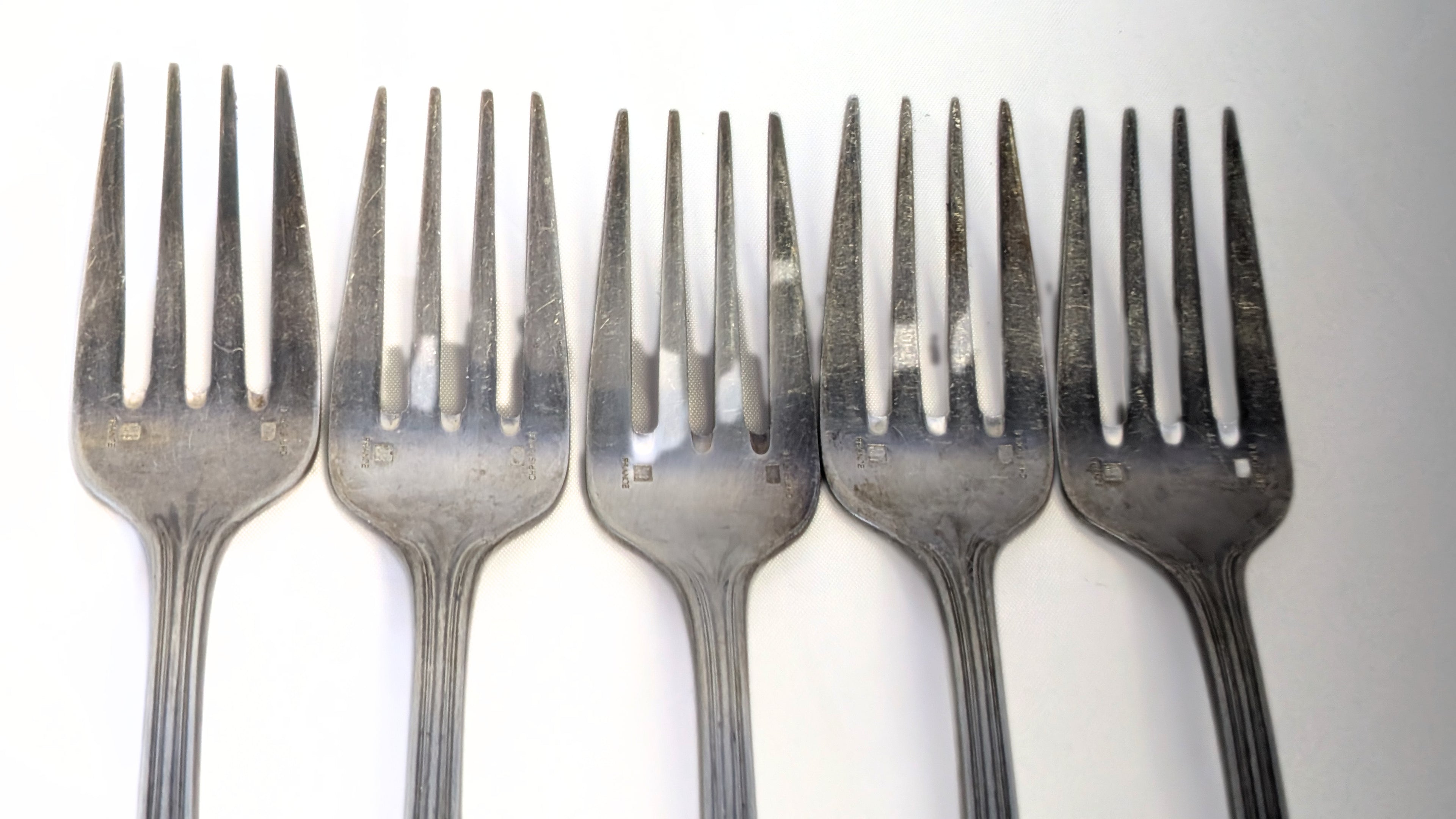 5 x CHRISTOFLE Silver Plated Individual Salad Forks - Alibi Pattern - No Mono