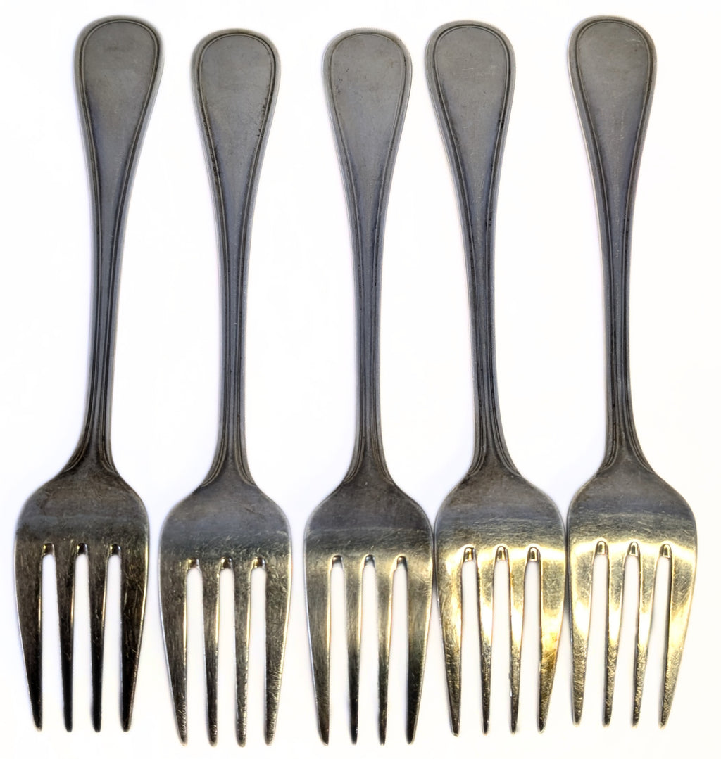 5 x CHRISTOFLE Silver Plated Individual Salad Forks - Alibi Pattern - No Mono