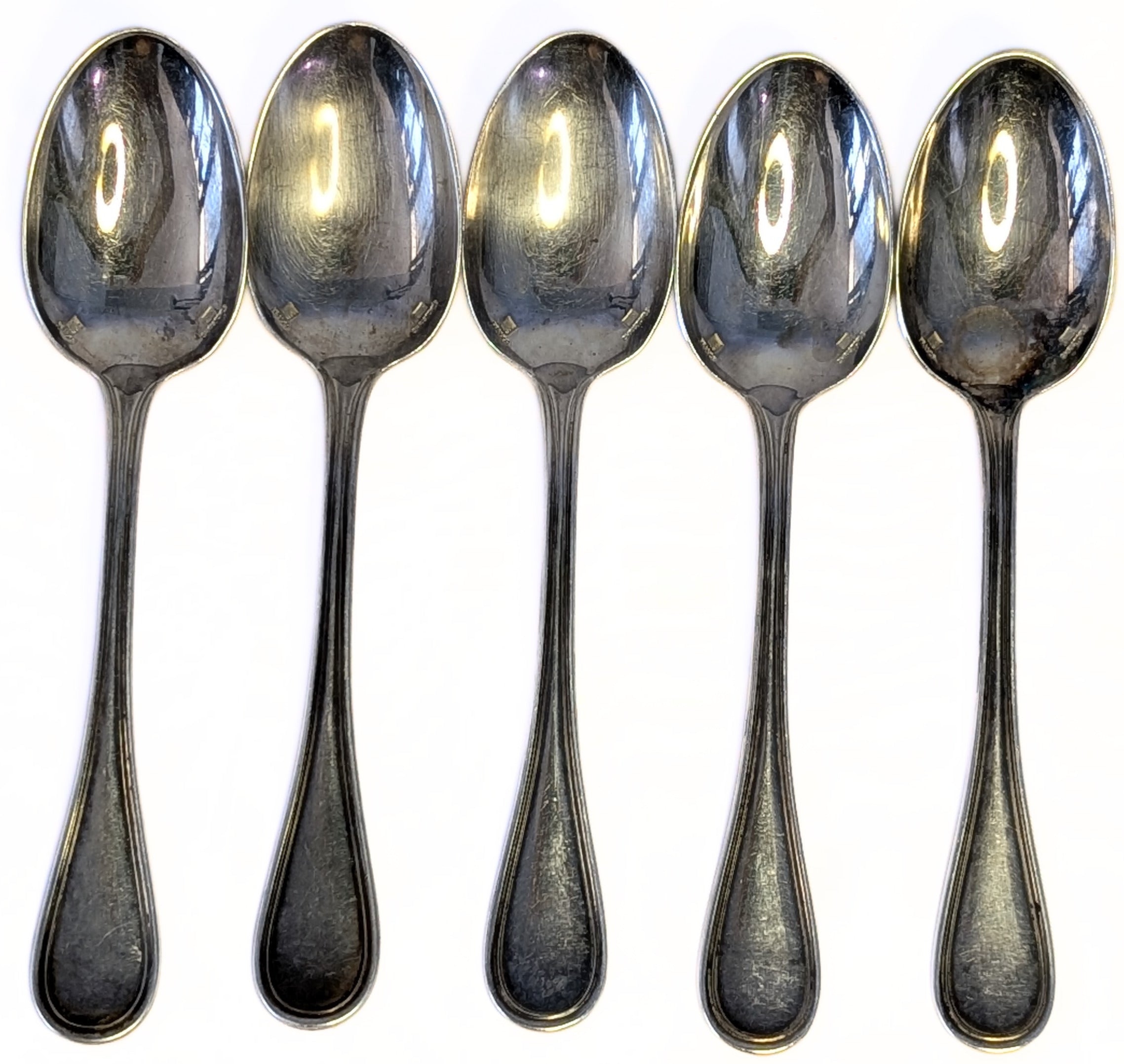 5 x CHRISTOFLE Silver Plated Teaspoon - Alibi Pattern - No Mono