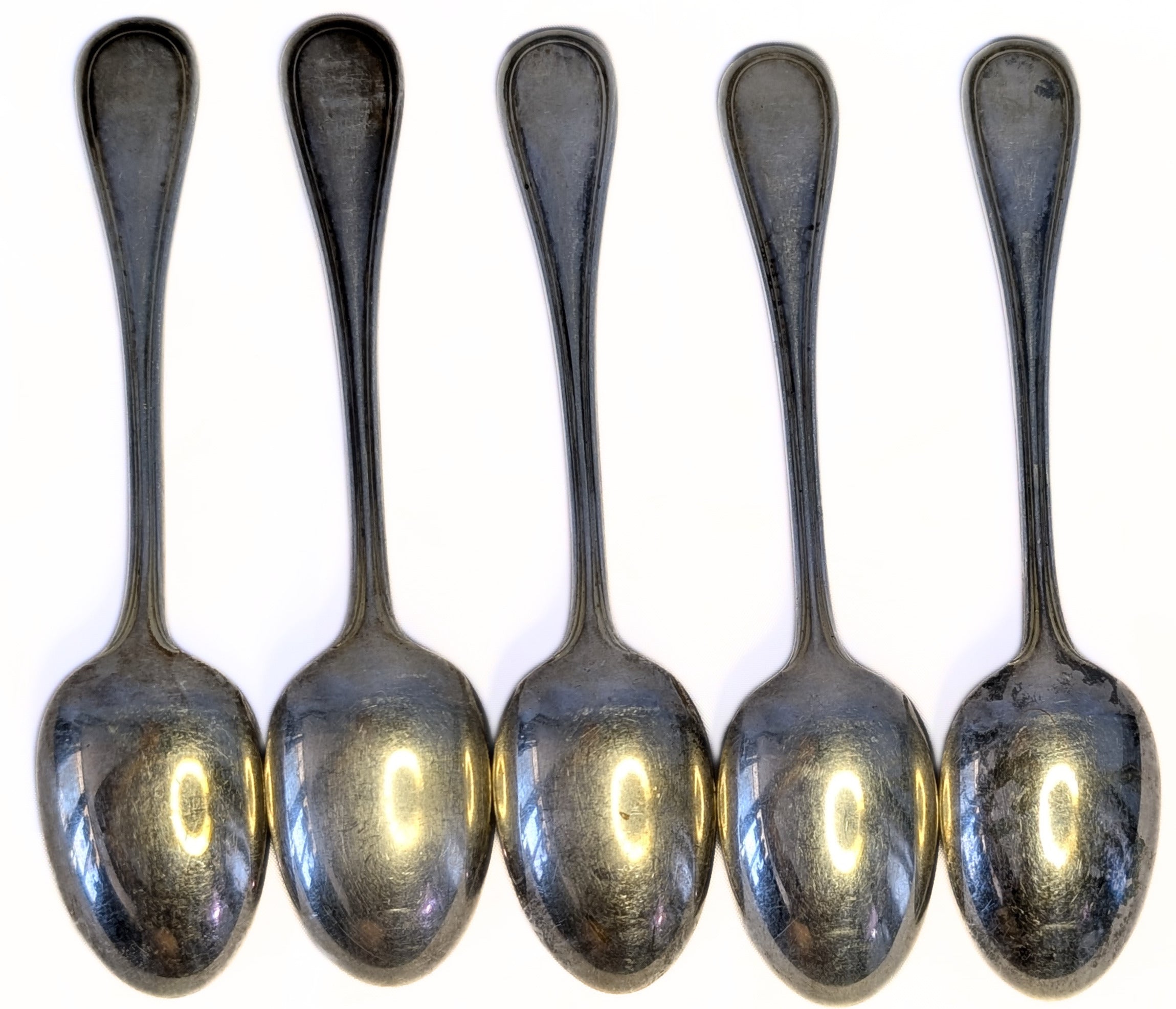 5 x CHRISTOFLE Silver Plated Teaspoon - Alibi Pattern - No Mono