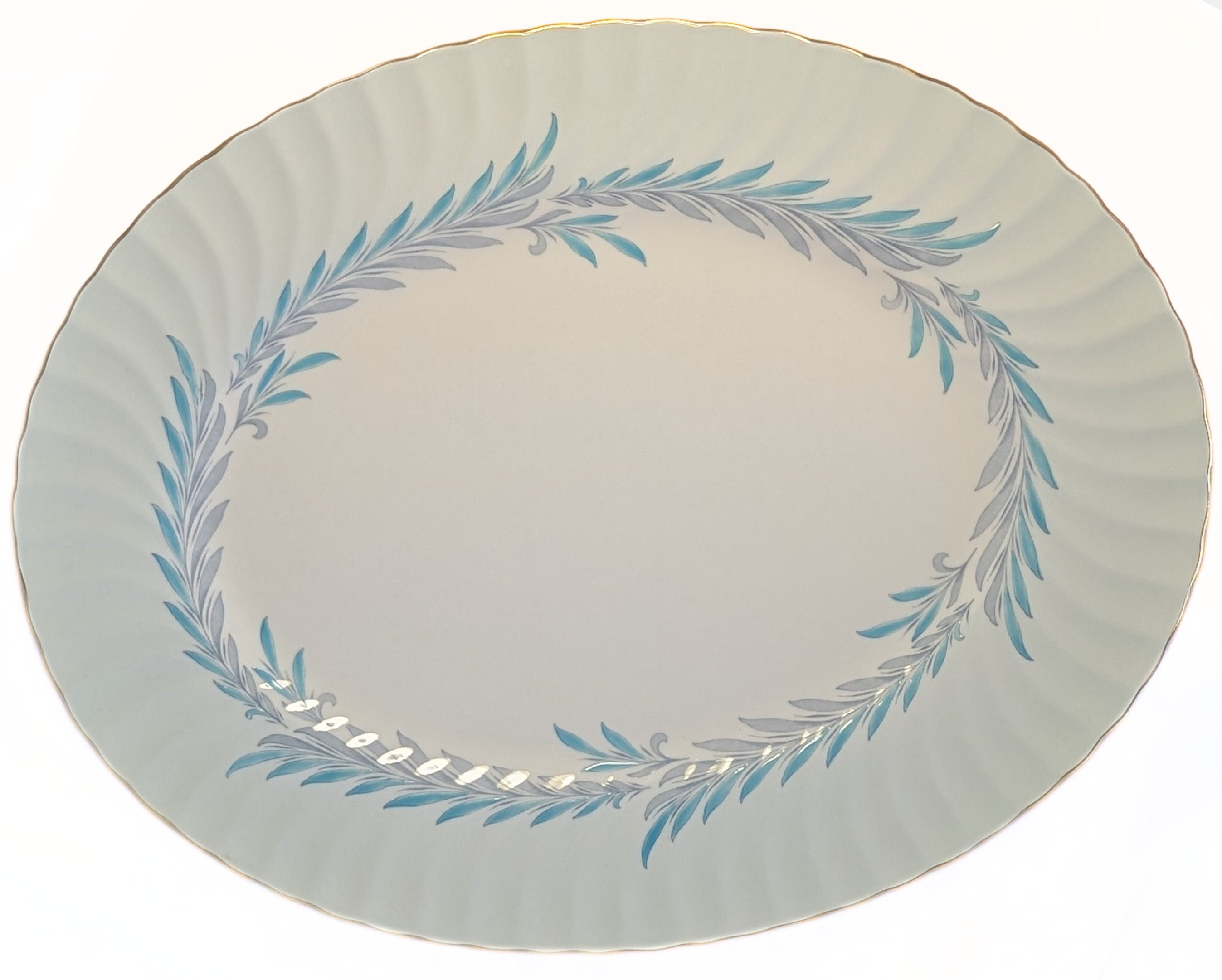 MINTON - 15" Oval Fine Bone China Serving Platter - Symphony Blue Pattern