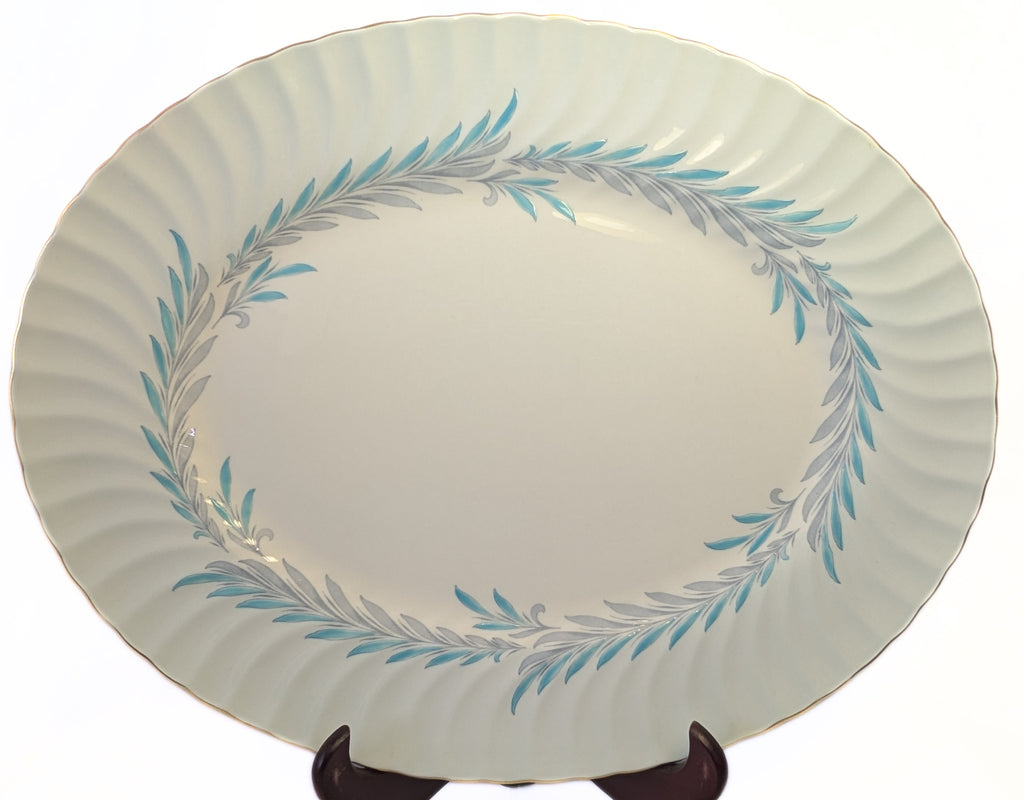 MINTON - 15" Oval Fine Bone China Serving Platter - Symphony Blue Pattern