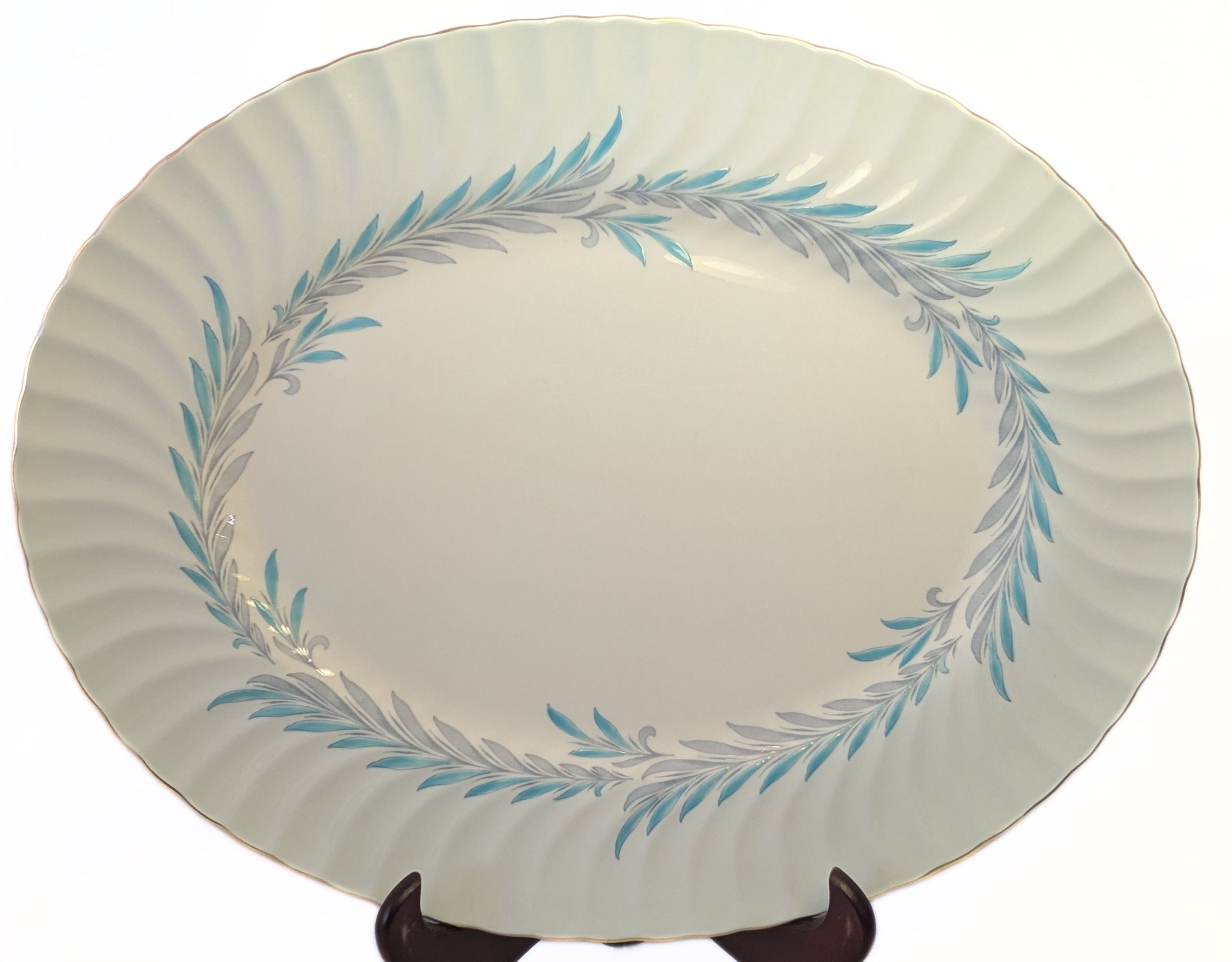 MINTON - 15" Oval Fine Bone China Serving Platter - Symphony Blue Pattern