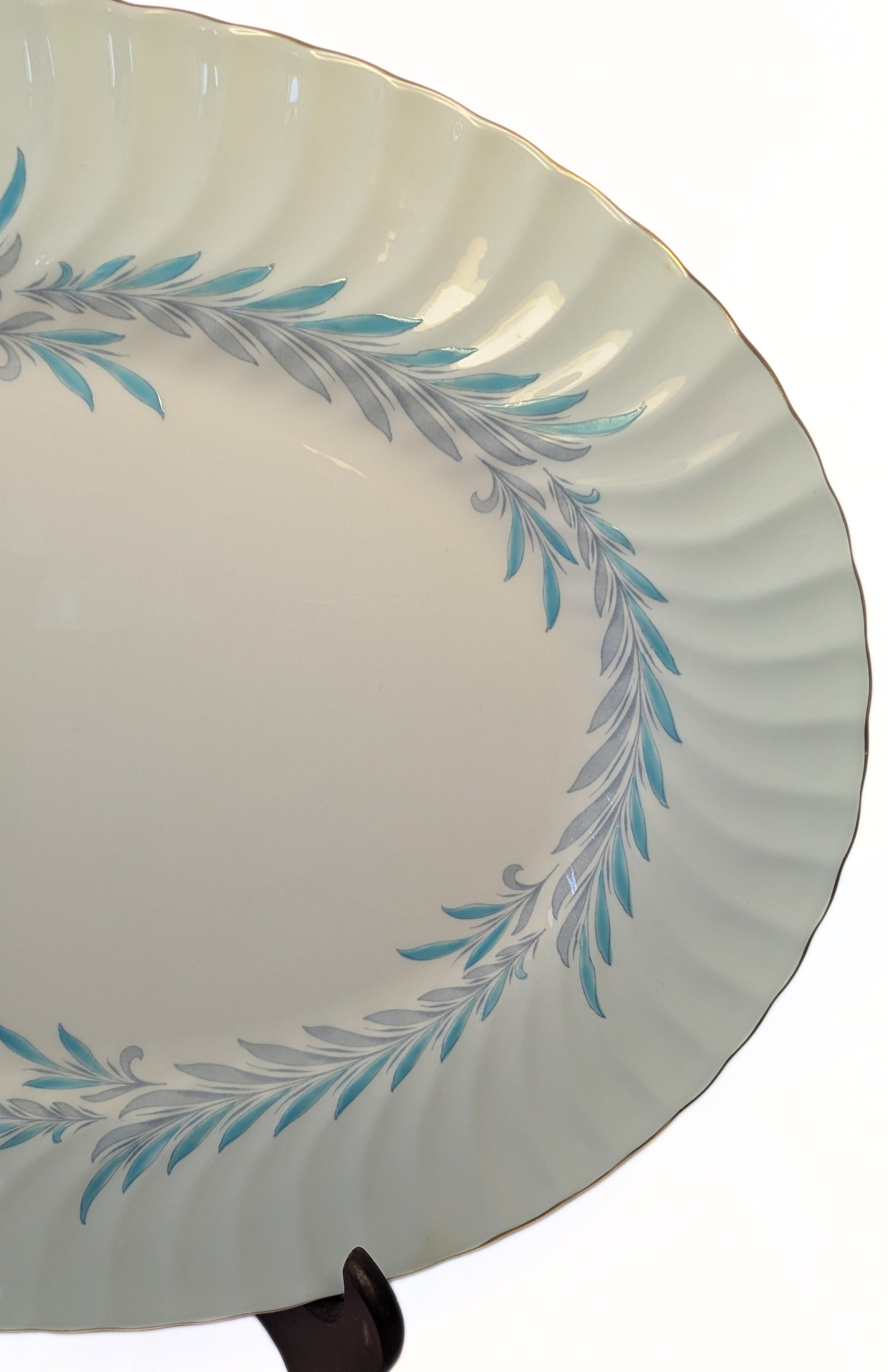 MINTON - 15" Oval Fine Bone China Serving Platter - Symphony Blue Pattern