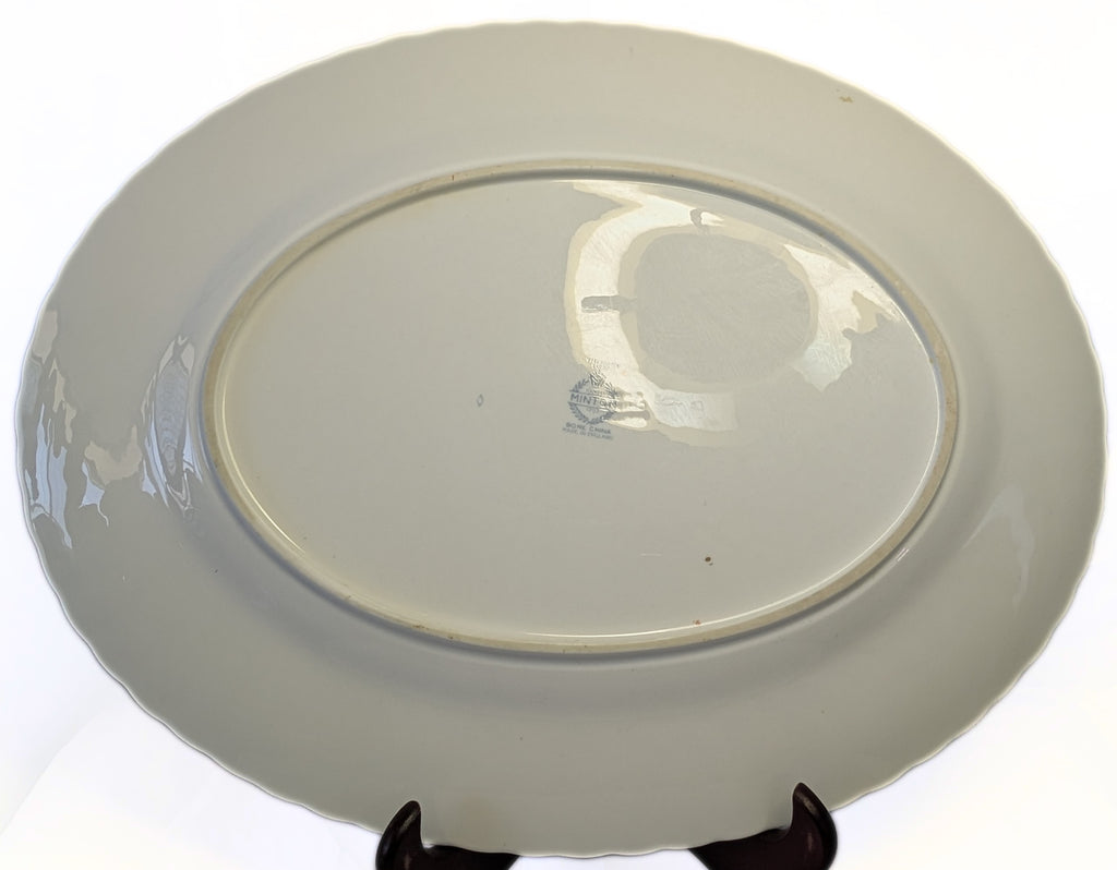 MINTON - 15" Oval Fine Bone China Serving Platter - Symphony Blue Pattern