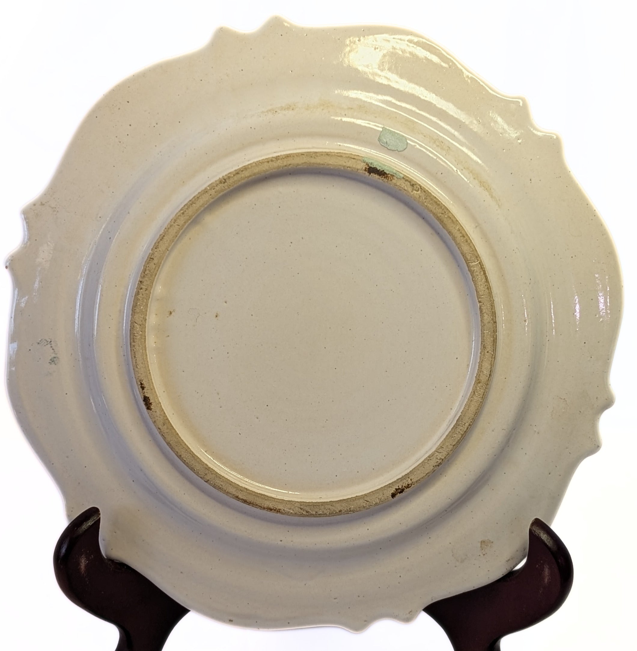 8" Creamware Plate - Leeds Design - Signed Forah - Large Bouquet