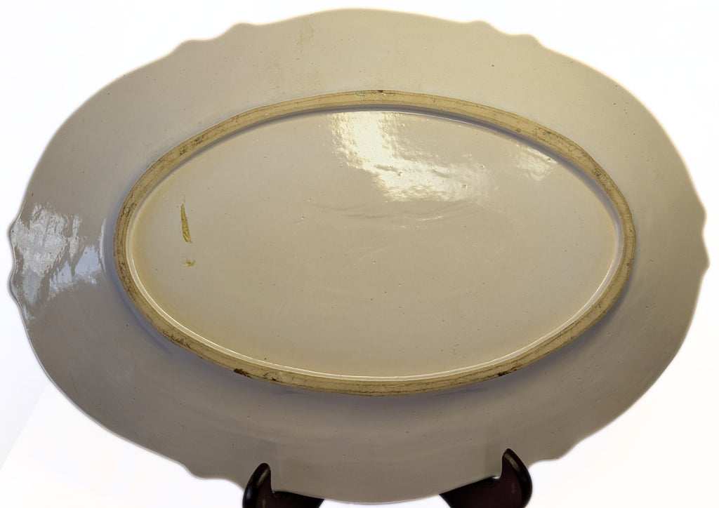 14" Creamware Platter - Leeds Design - Signed Forah - Large Bouquet