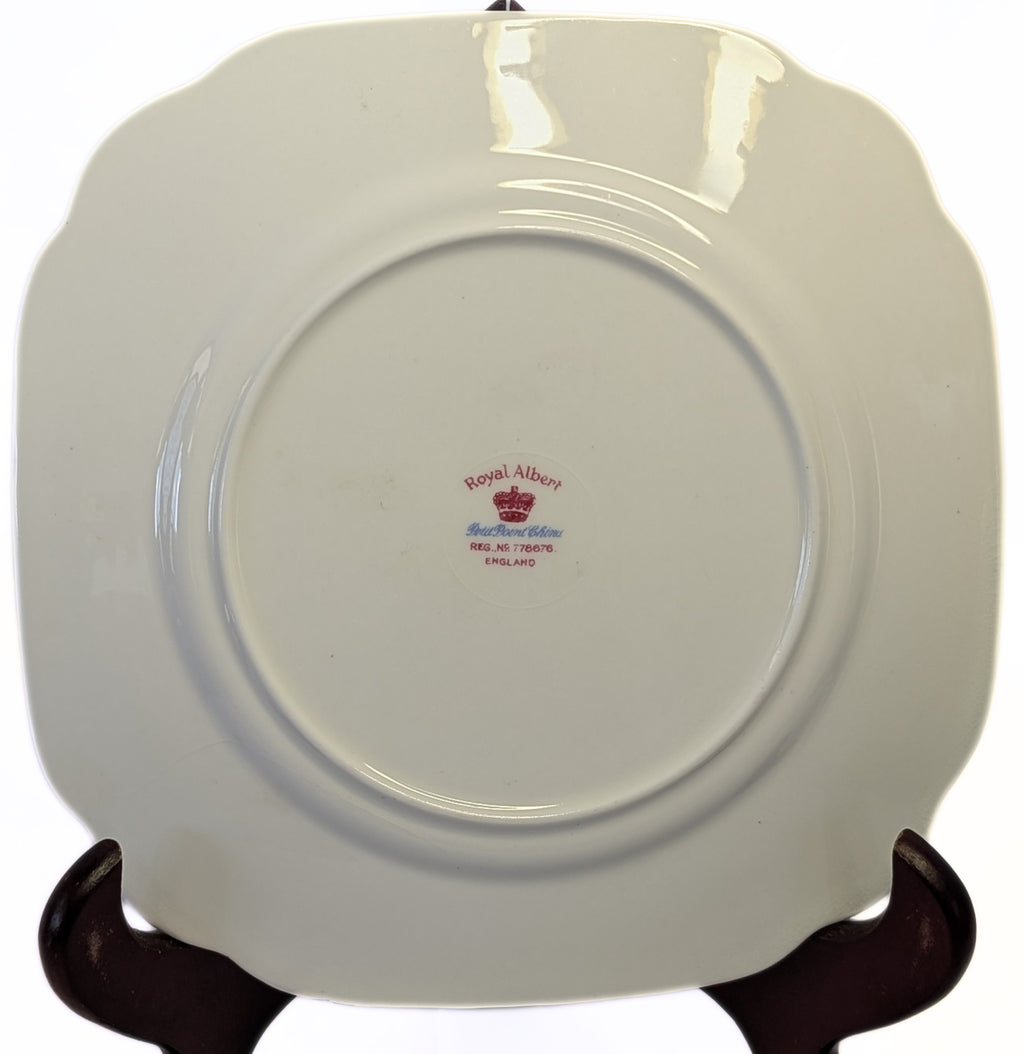 ROYAL ALBERT Fine Bone Trio Set - Petit Point Chinz - Cup, Saucer, Dessert Plate