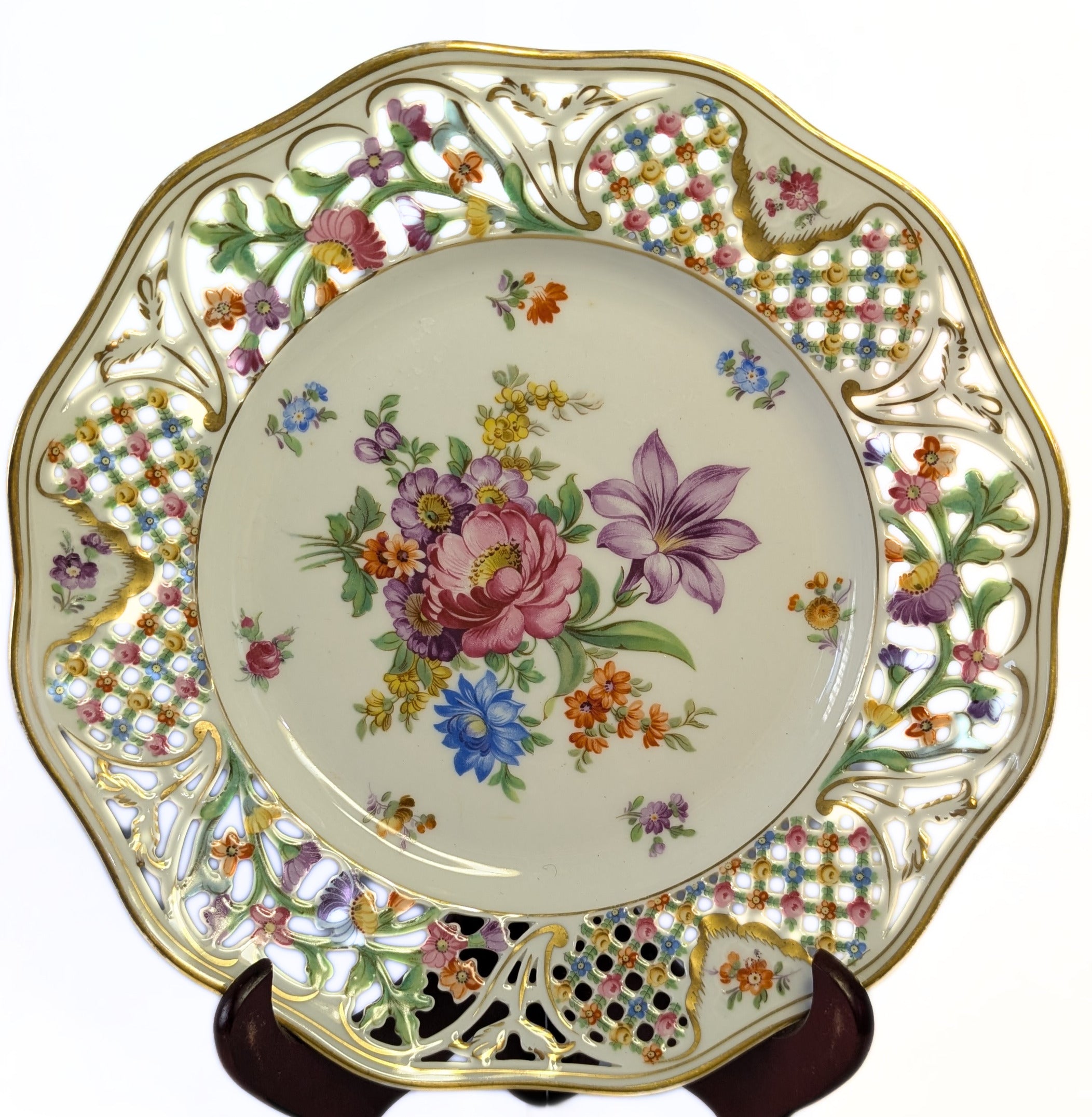 Vintage DRESDEN Reticulated 10.25" Dinner Plate