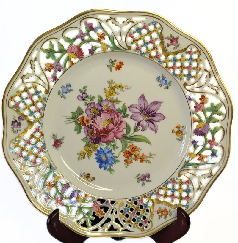 Vintage DRESDEN Reticulated 10.25" Dinner Plate
