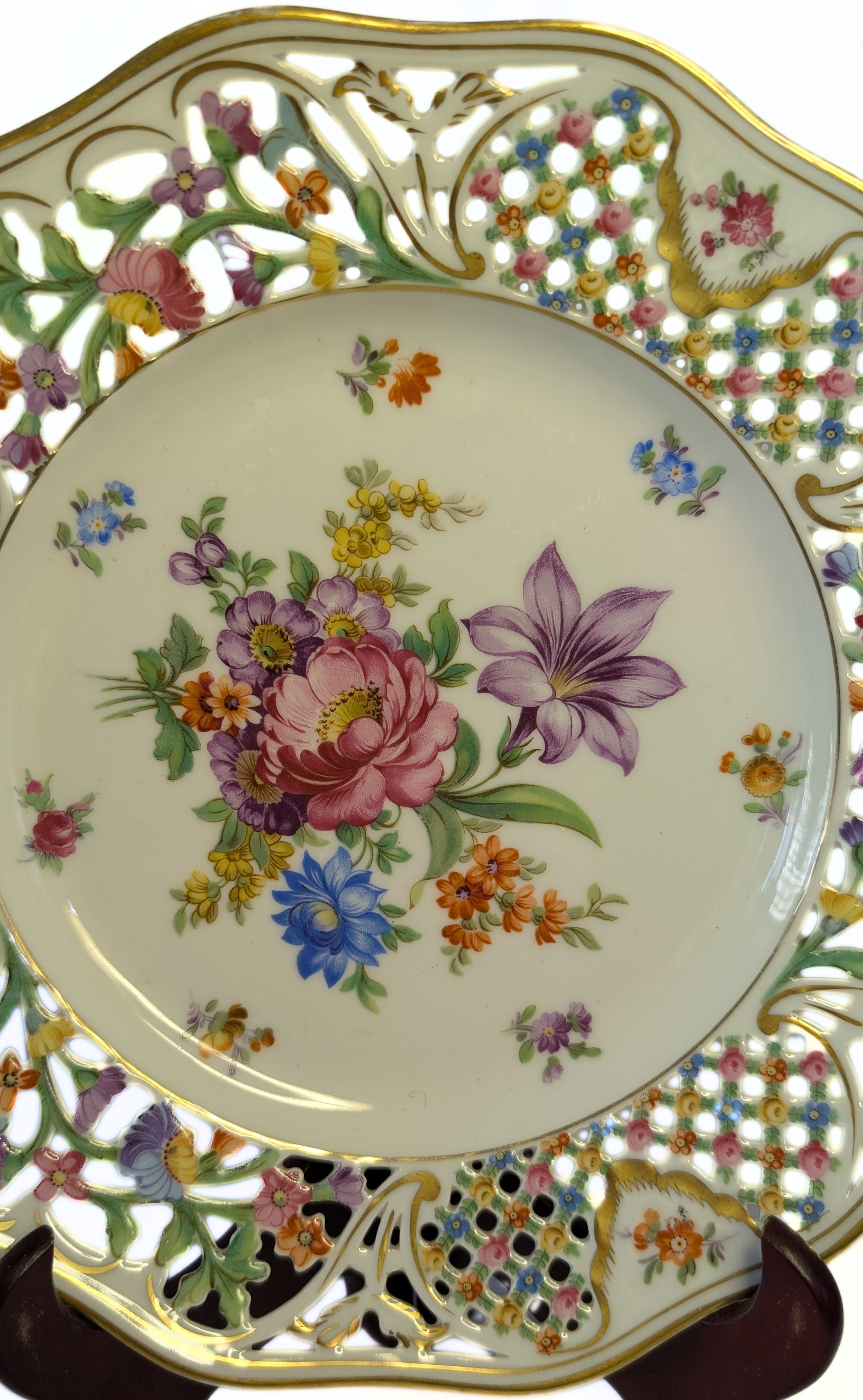 Vintage DRESDEN Reticulated 10.25" Dinner Plate