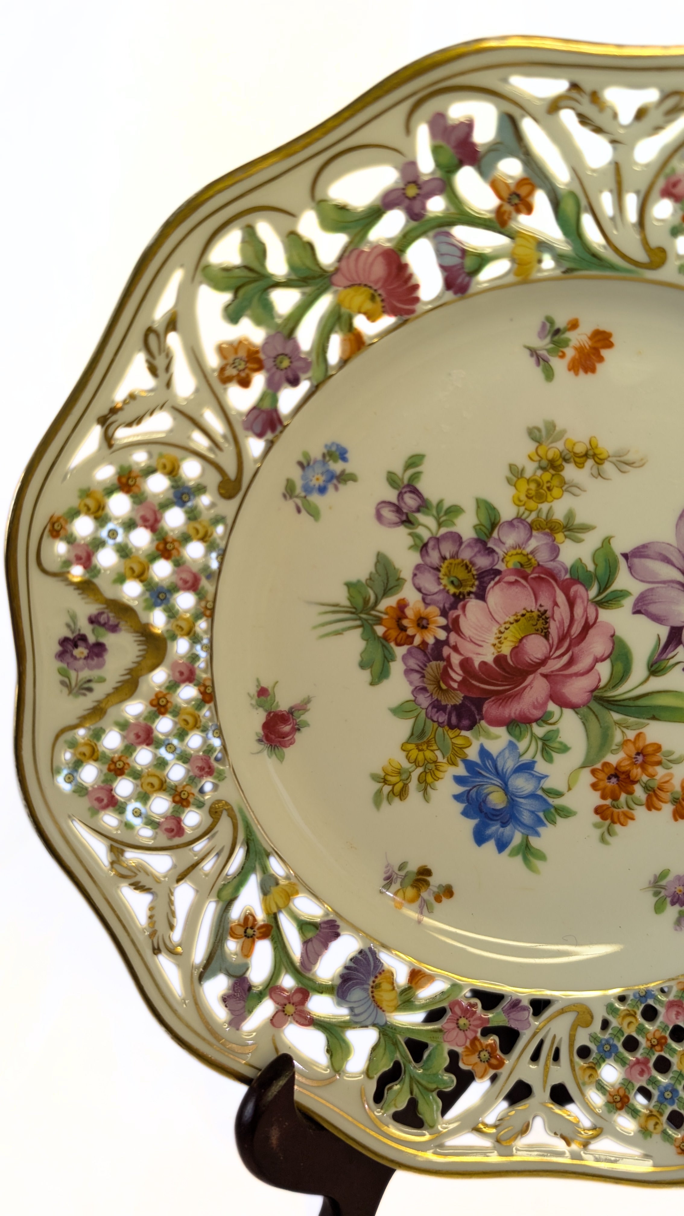 Vintage DRESDEN Reticulated 10.25" Dinner Plate