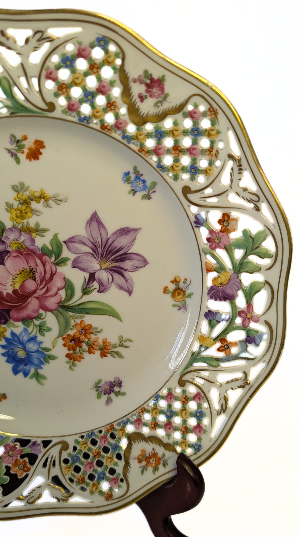 Vintage DRESDEN Reticulated 10.25" Dinner Plate