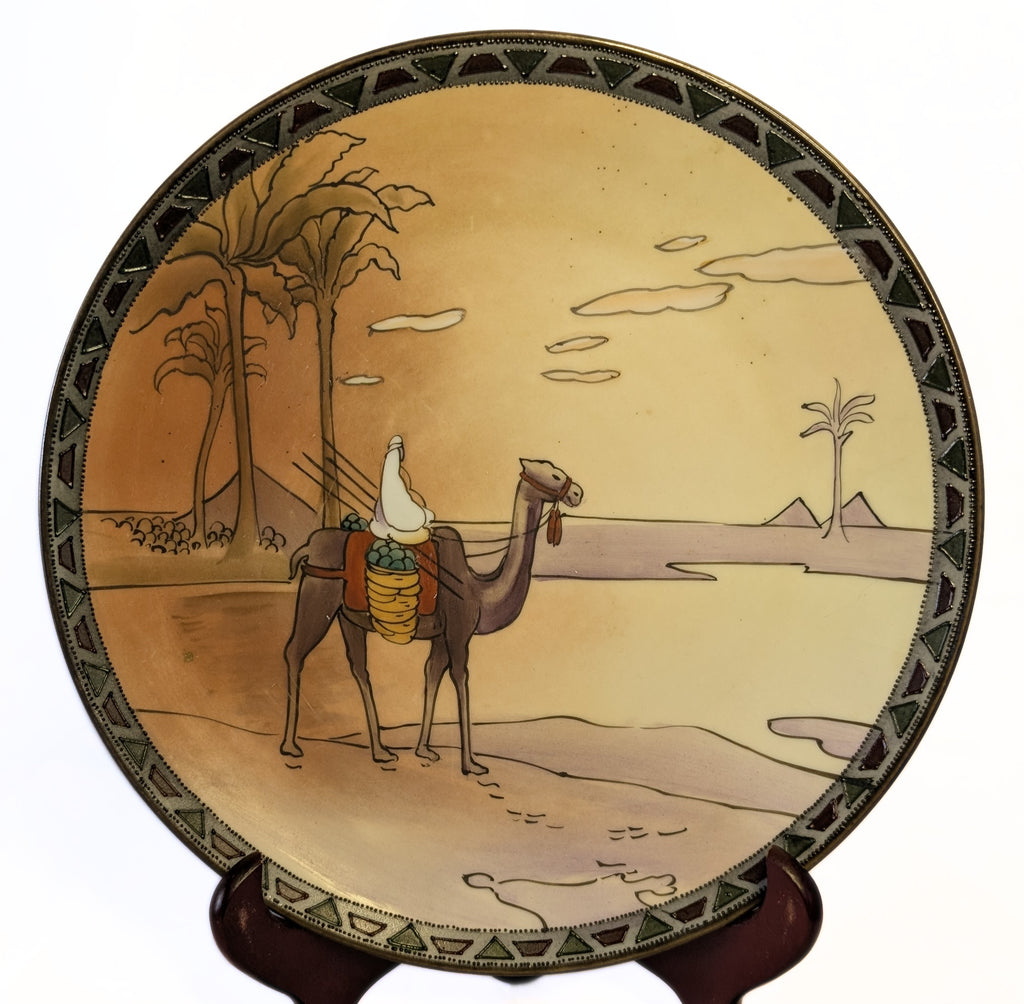 Antique NIPPON Hand Painted Rare Desert Scene Wall Plate - Green Mark