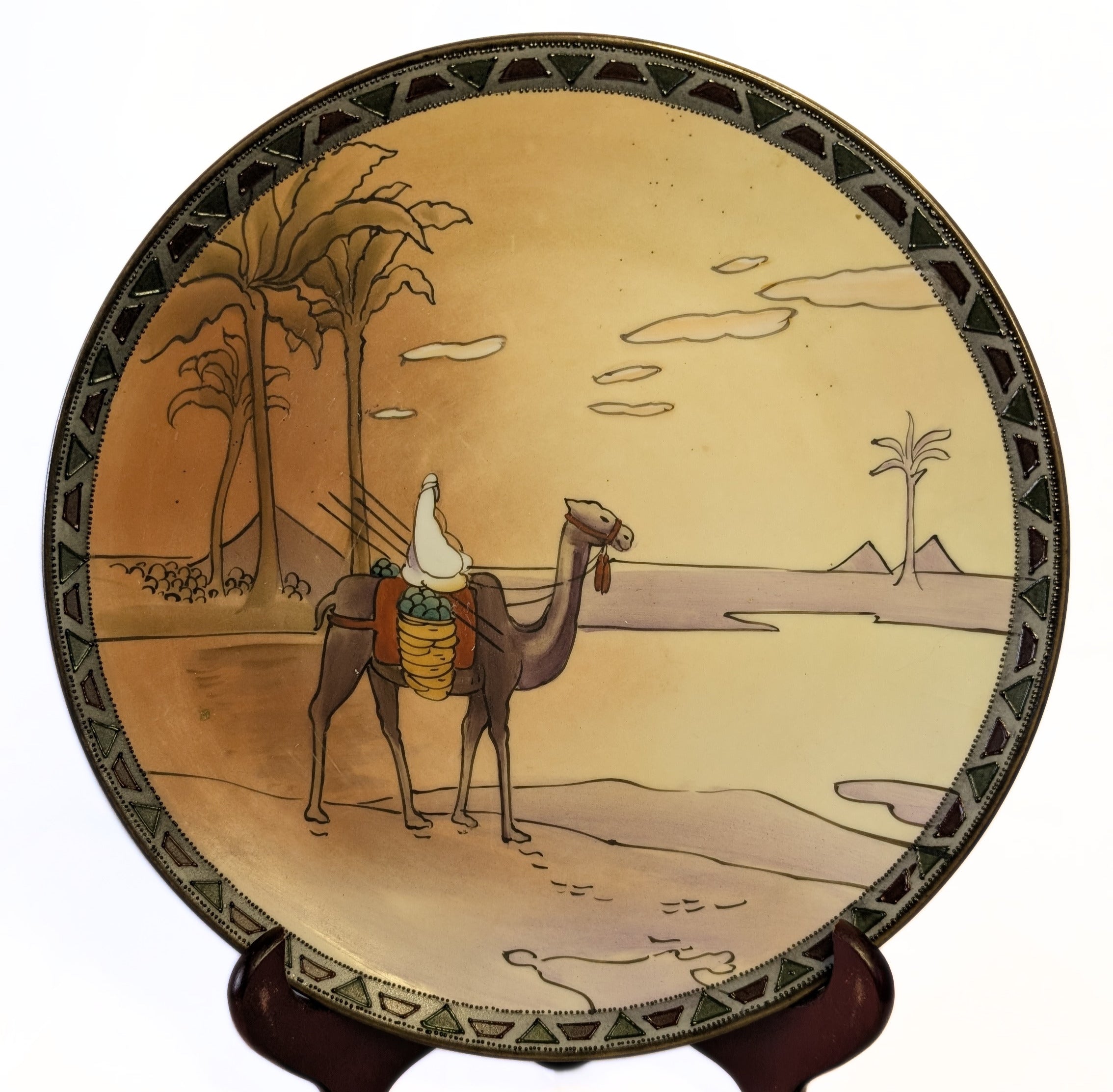 Antique NIPPON Hand Painted Rare Desert Scene Wall Plate - Green Mark