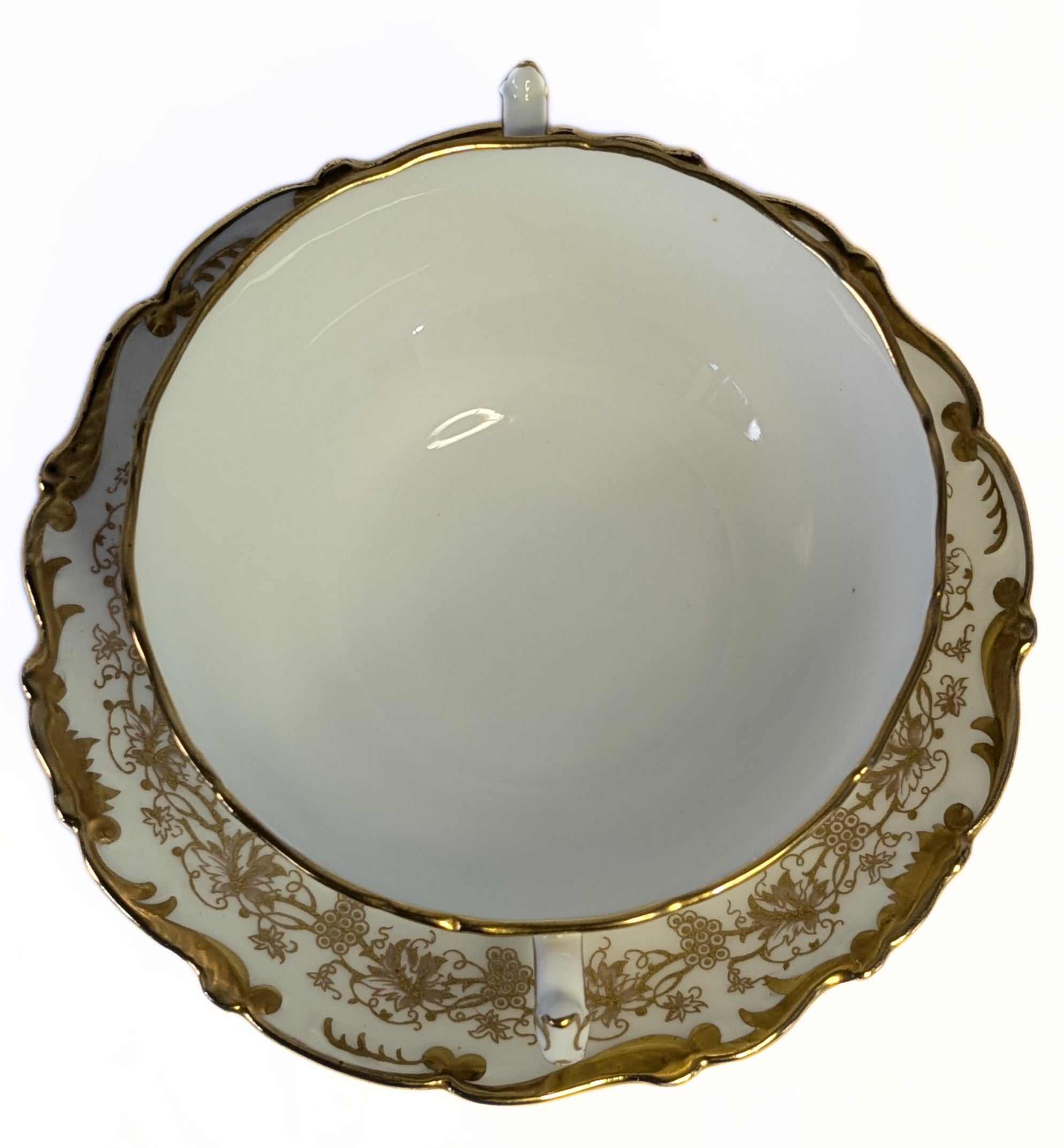 COALPORT Fine Bone China Cream Soup Bowl & Saucer - Hazelton - Heavy Gold