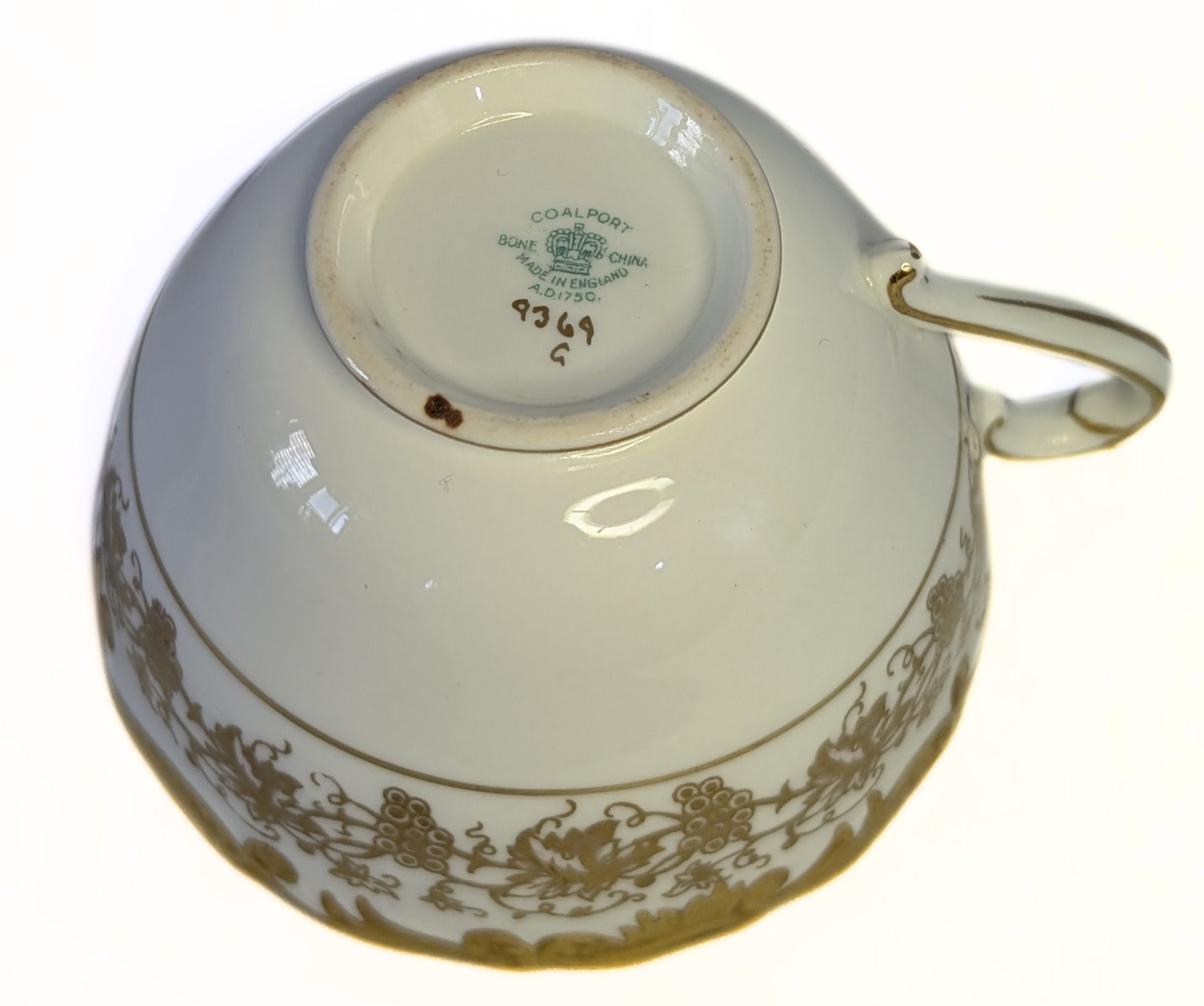 COALPORT Fine Bone China Tea Cup - Hazelton Pattern - Heavy Gold