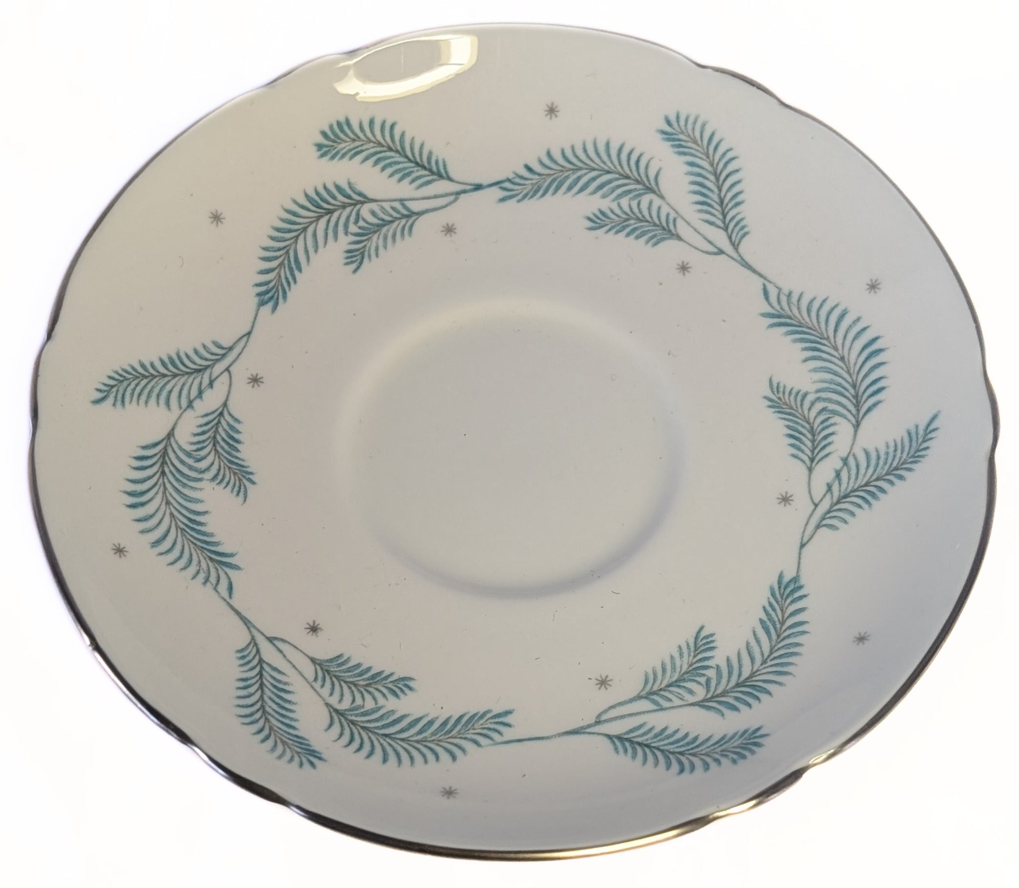 SHELLEY - Serenity Pattern - Fine Bone China Demitasse Saucer - Turquoise