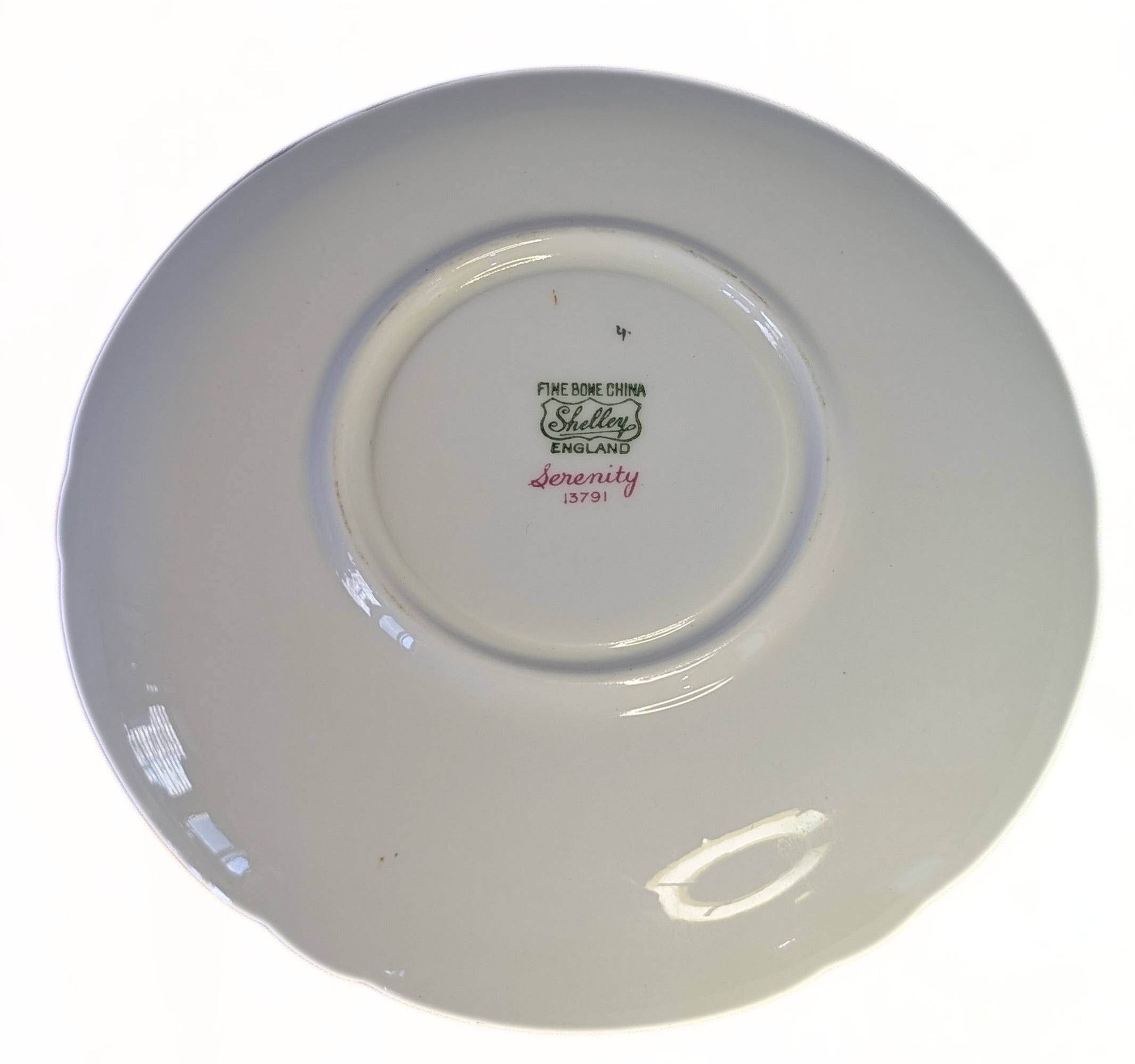 SHELLEY - Serenity Pattern - Fine Bone China Demitasse Saucer - Turquoise