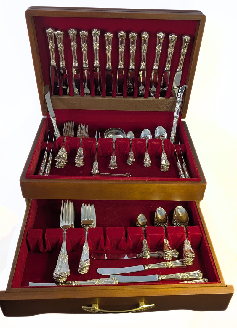 BIRKS Regency Silver Plate Flatware Set - Richmond Pattern - 87 pieces