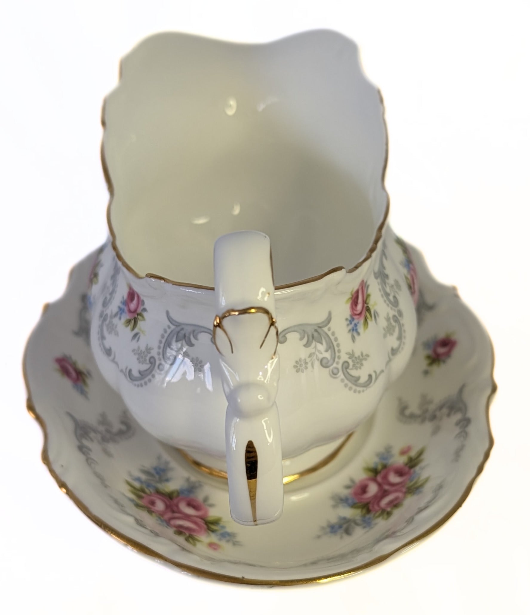 ROYAL ALBERT Fine Bone China - Tranquillity Pattern - Gravy Boat &amp; Undertray