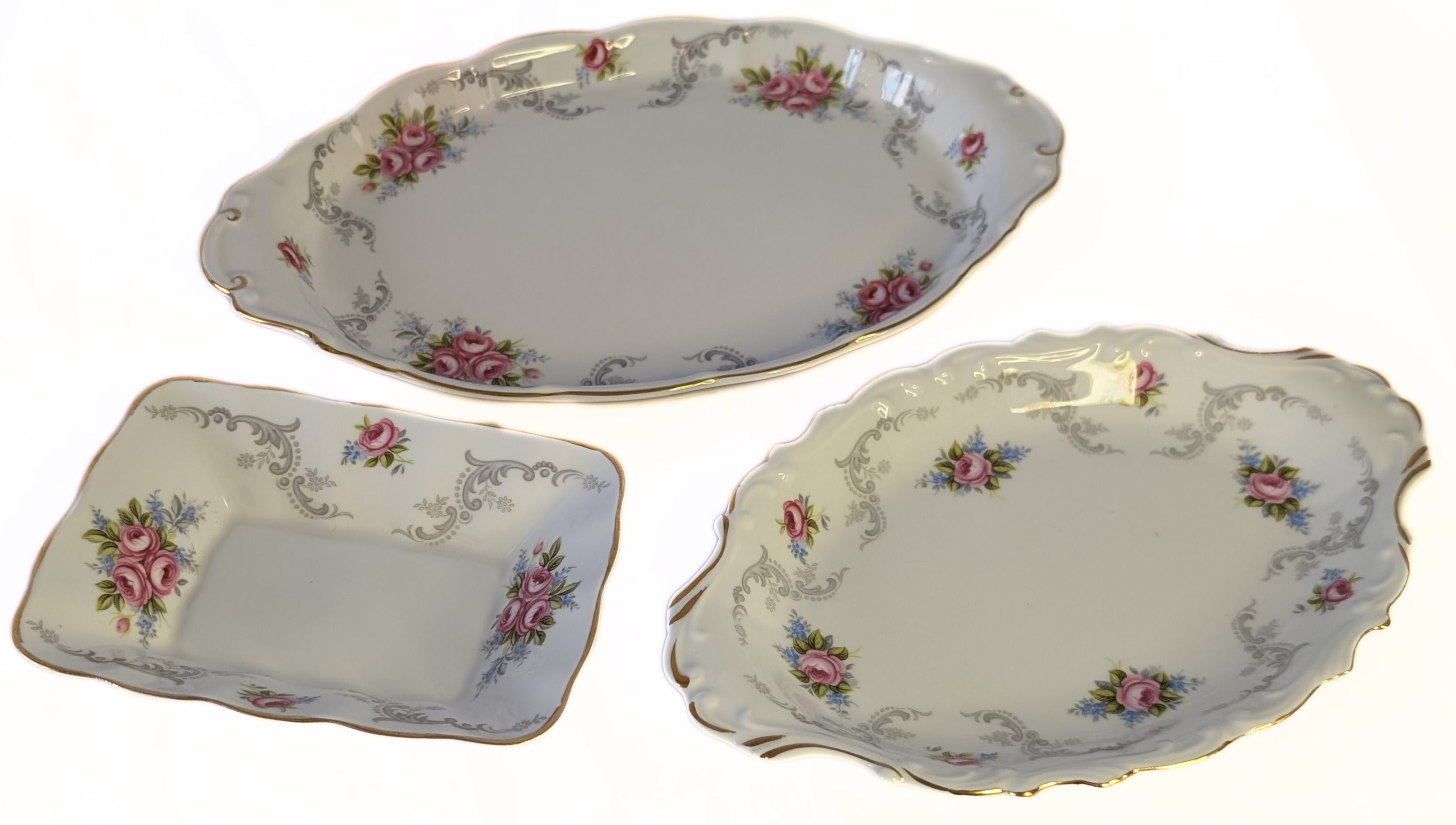ROYAL ALBERT Fine Bone China - Tranquillity Pattern - 3 Different Serving Pieces