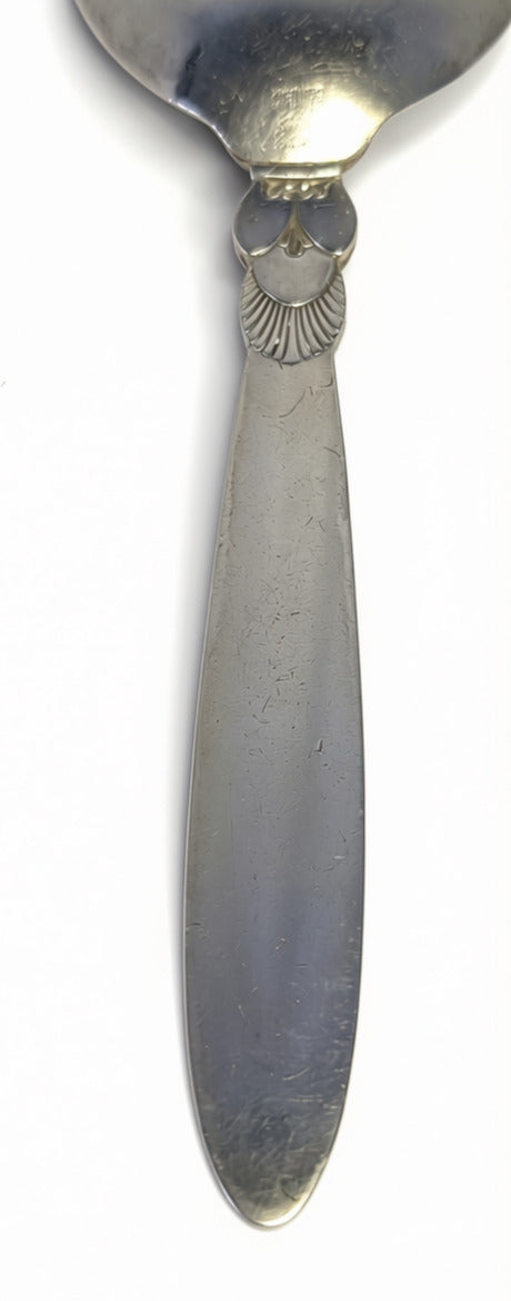 GEORG JENSEN Sterling Silver Serving Spoon - 8" - Cactus Pattern, No Mono