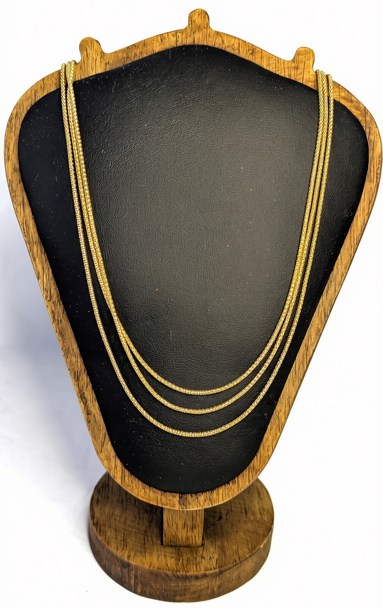Beautiful 14 Kt Yellow Gold 3 Strand Graduated Necklace, Made in Italy