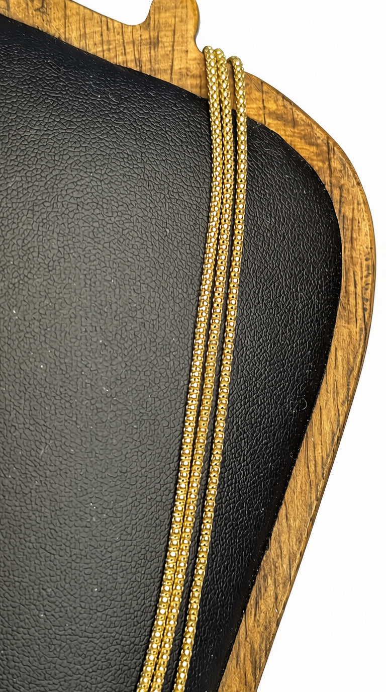 Beautiful 14 Kt Yellow Gold 3 Strand Graduated Necklace, Made in Italy